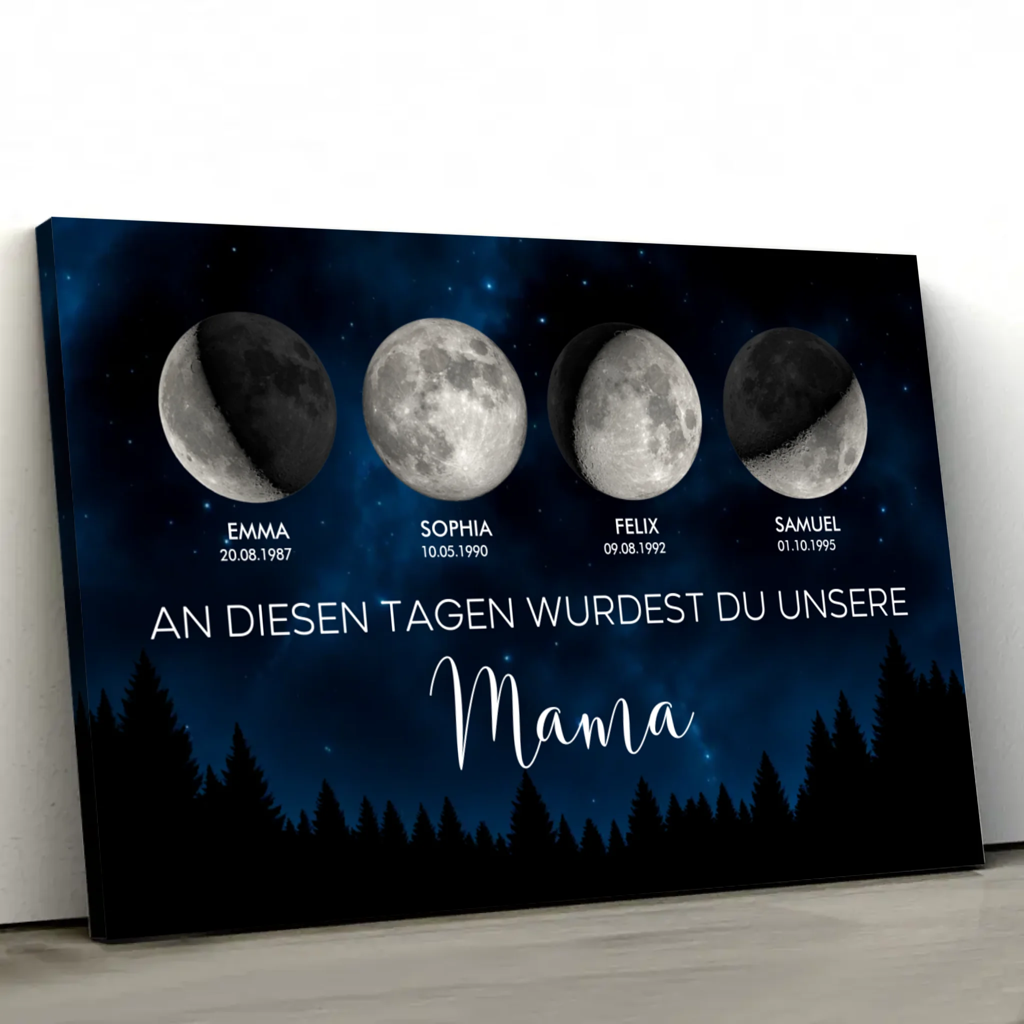 Personalisierte Leinwand "Mondphase - An diesen Tagen wurdest du unsere Mama"