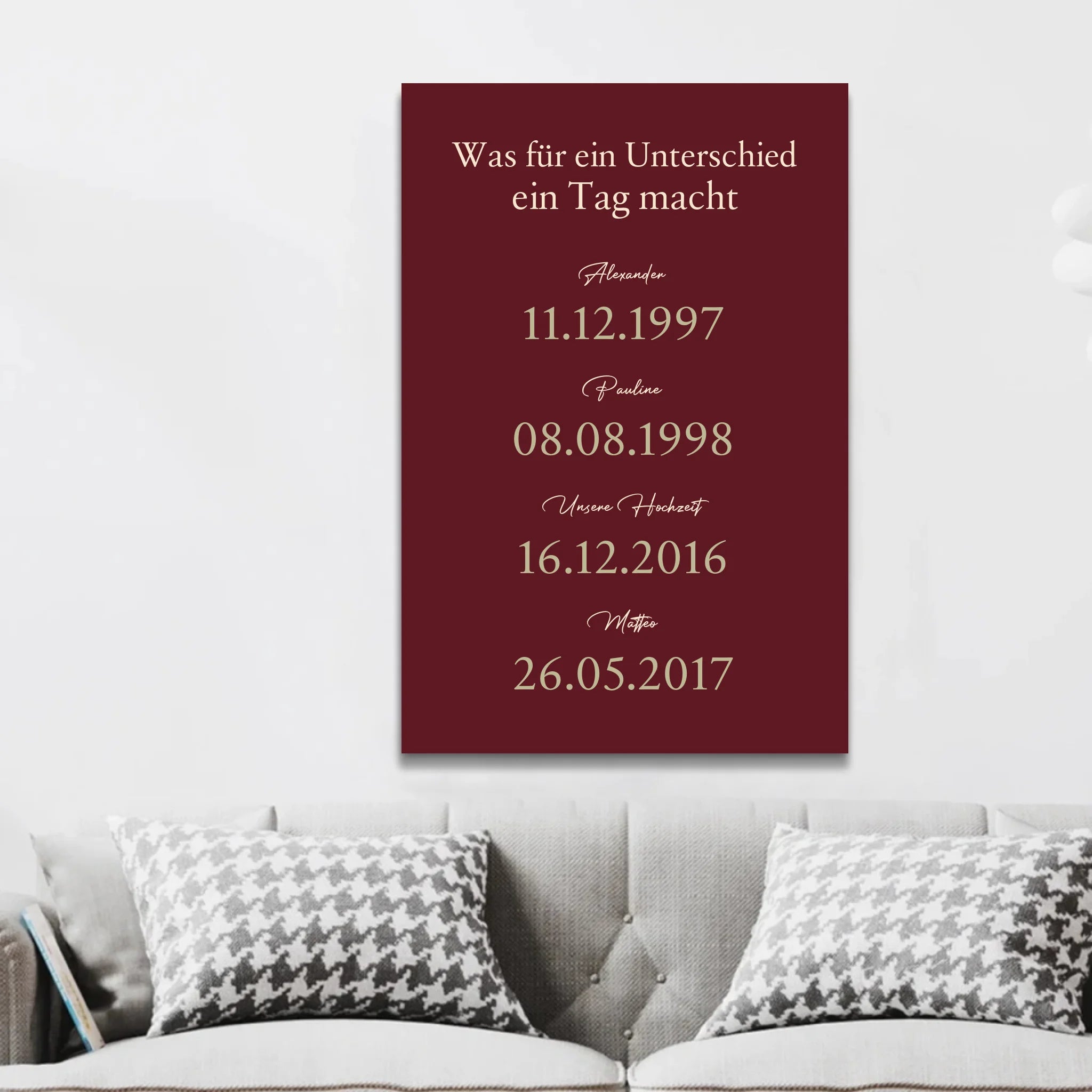 Personalisierte Leinwand "Was für ein Unterschied ein Tag macht"