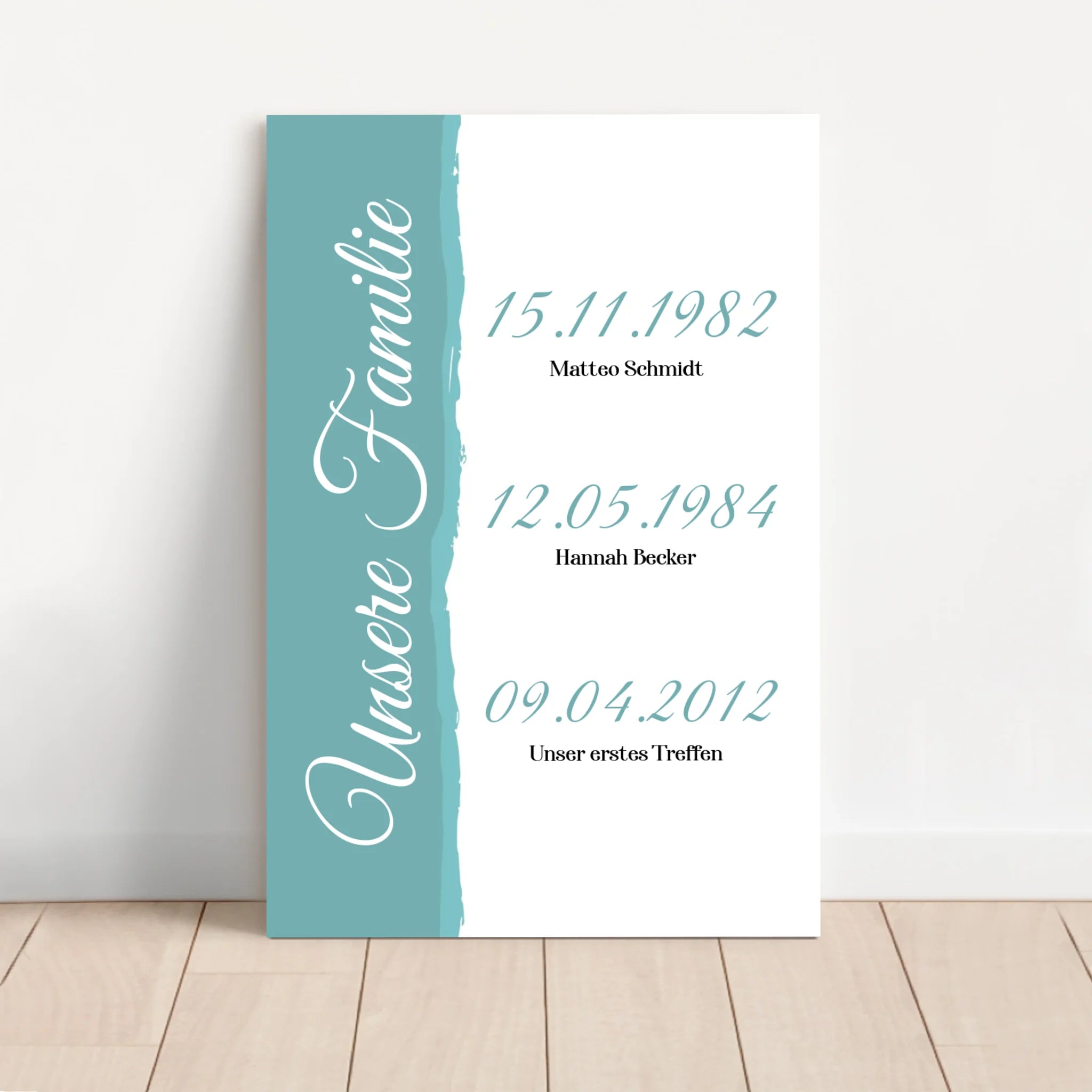 Personalisierte Leinwand "Unsere Familie - Ereignisse mit Datum"