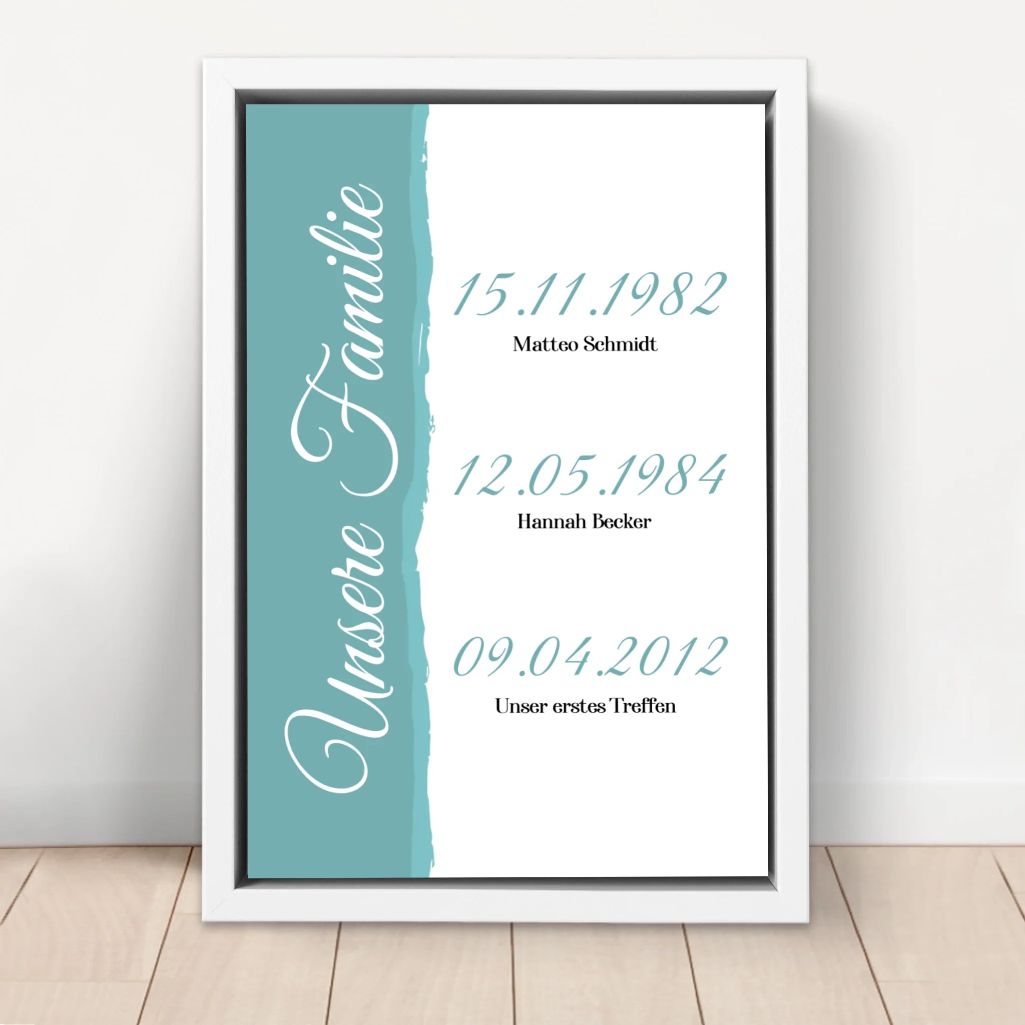 Personalisierte Leinwand "Unsere Familie - Ereignisse mit Datum"