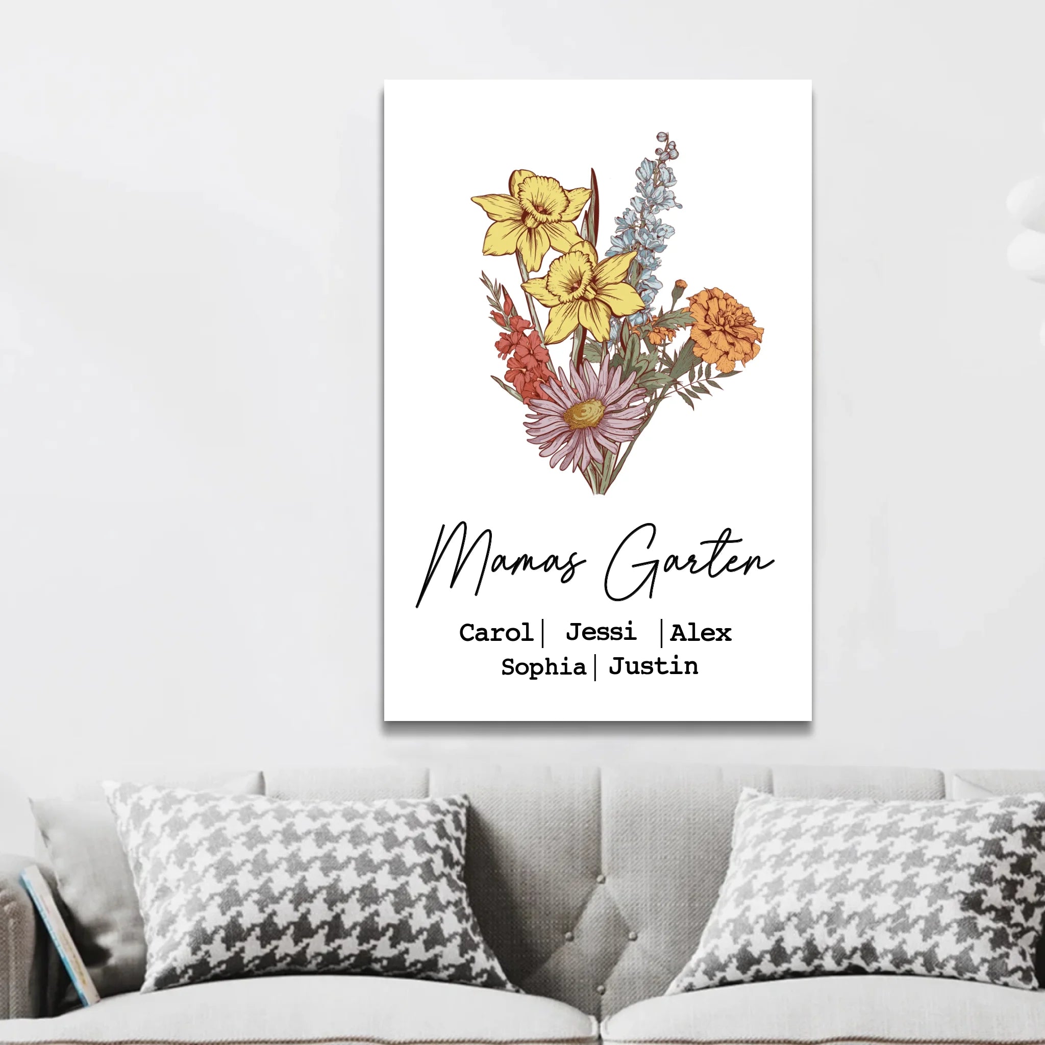 Personalisierte Leinwand "Blumenstraus aus Geburtsblumen"