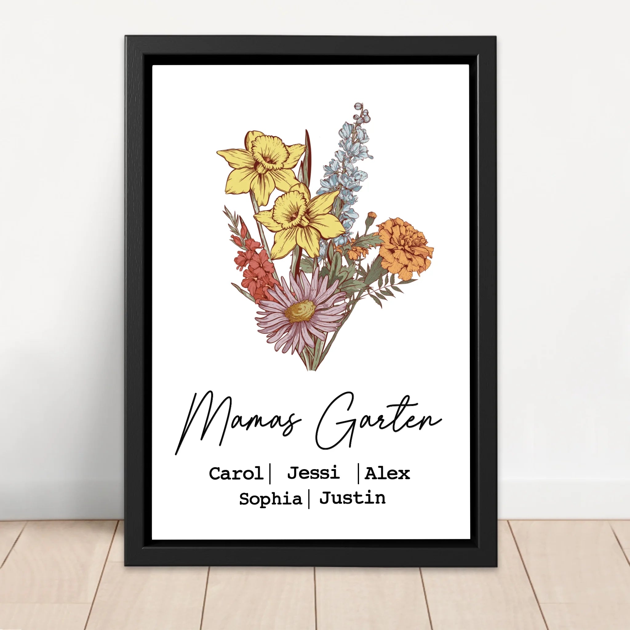 Personalisierte Leinwand "Blumenstraus aus Geburtsblumen"