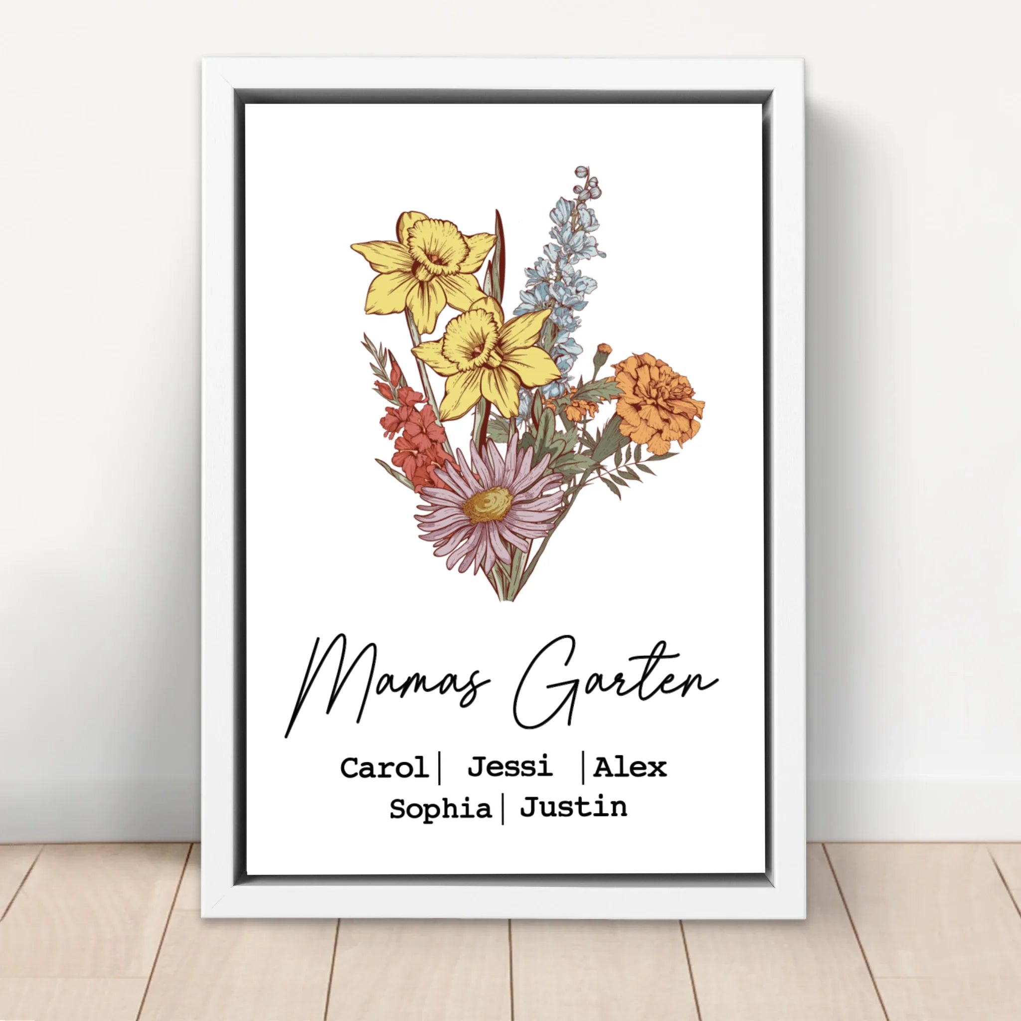 Personalisierte Leinwand "Blumenstraus aus Geburtsblumen"