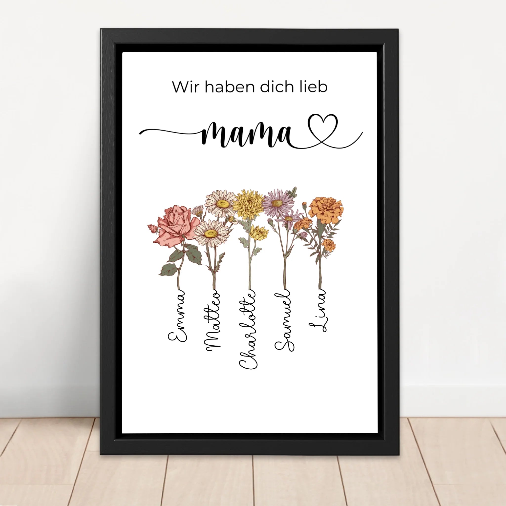 Personalisierte Leinwand "Blumen für Mama - Wir haben dich lieb"