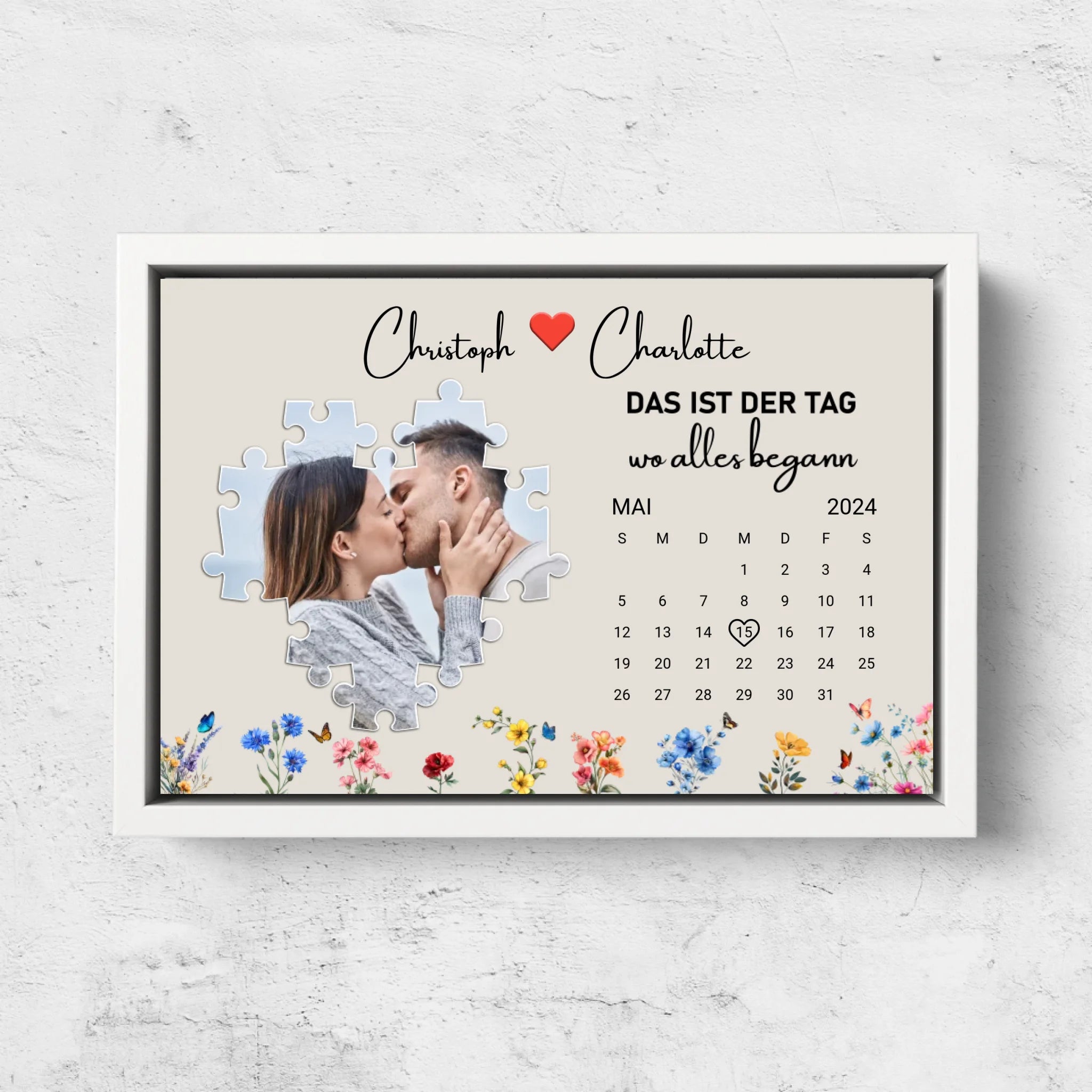 Personalisierte Leinwand "Das ist der Tag, wo alles begann"