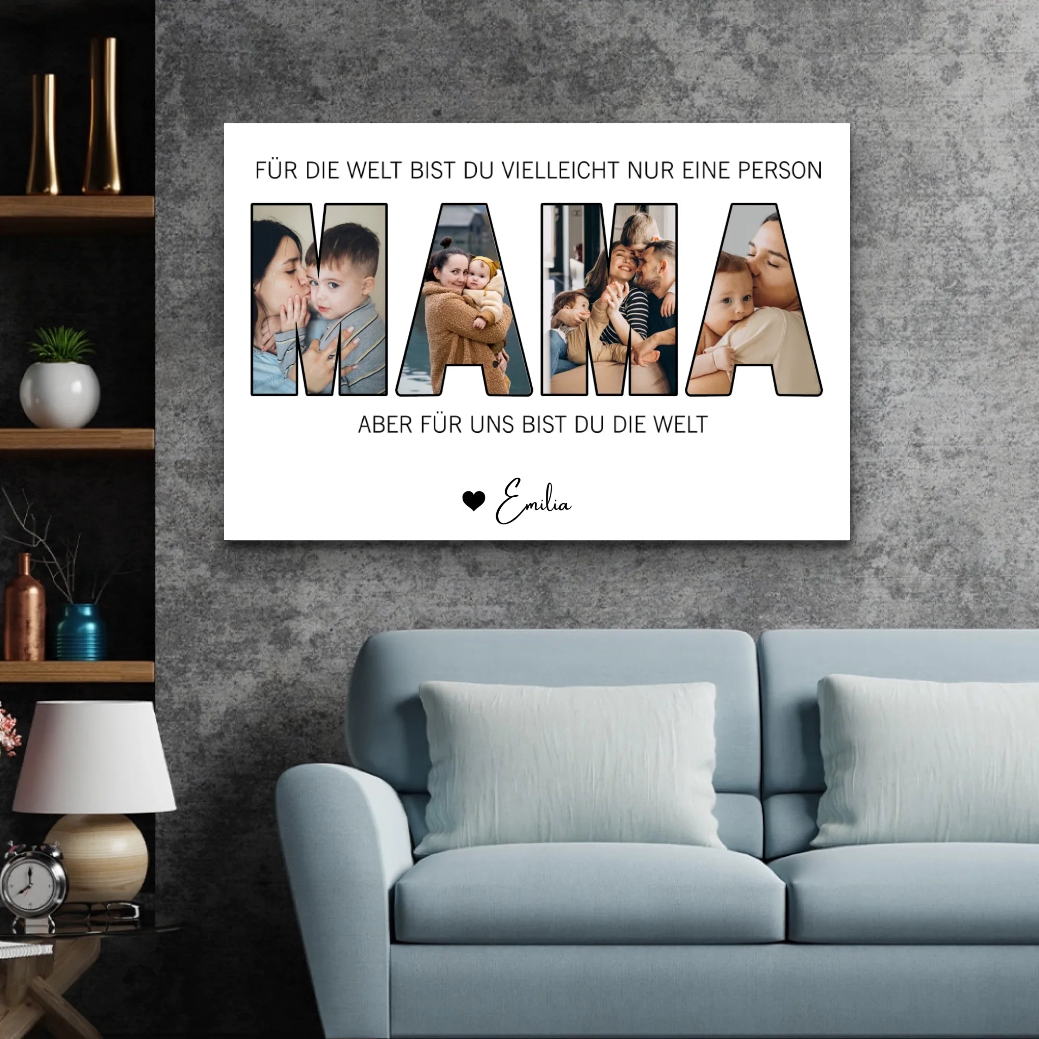 Personalisierte Leinwand "Mama bedeutet die Welt"
