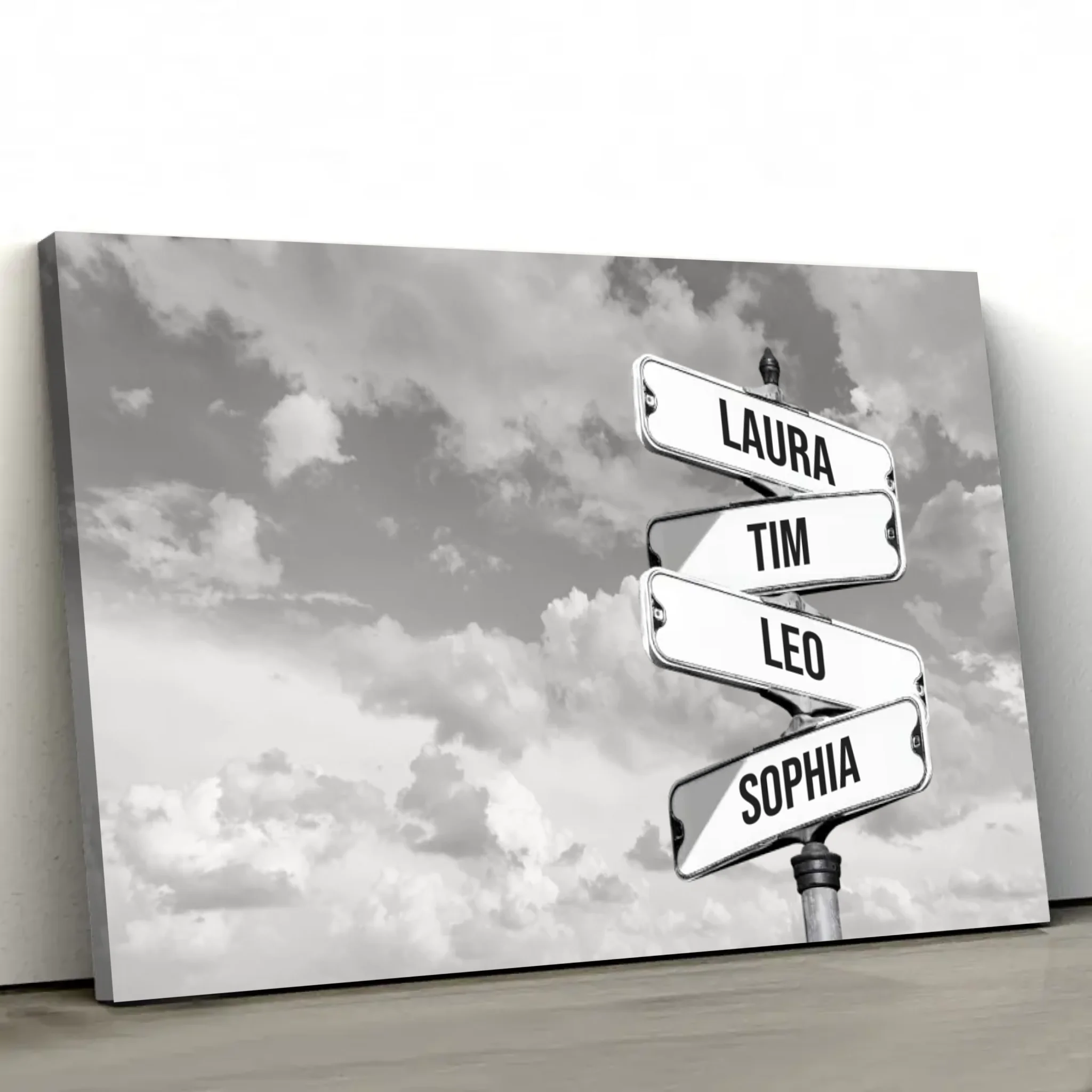 Personalisierte Leinwand "Vintage Straßenschild für Familien - Horizontal"