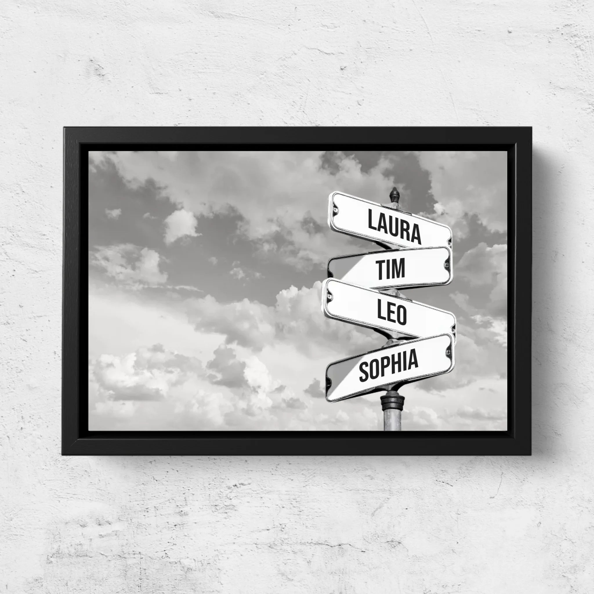 Personalisierte Leinwand "Vintage Straßenschild für Familien - Horizontal"