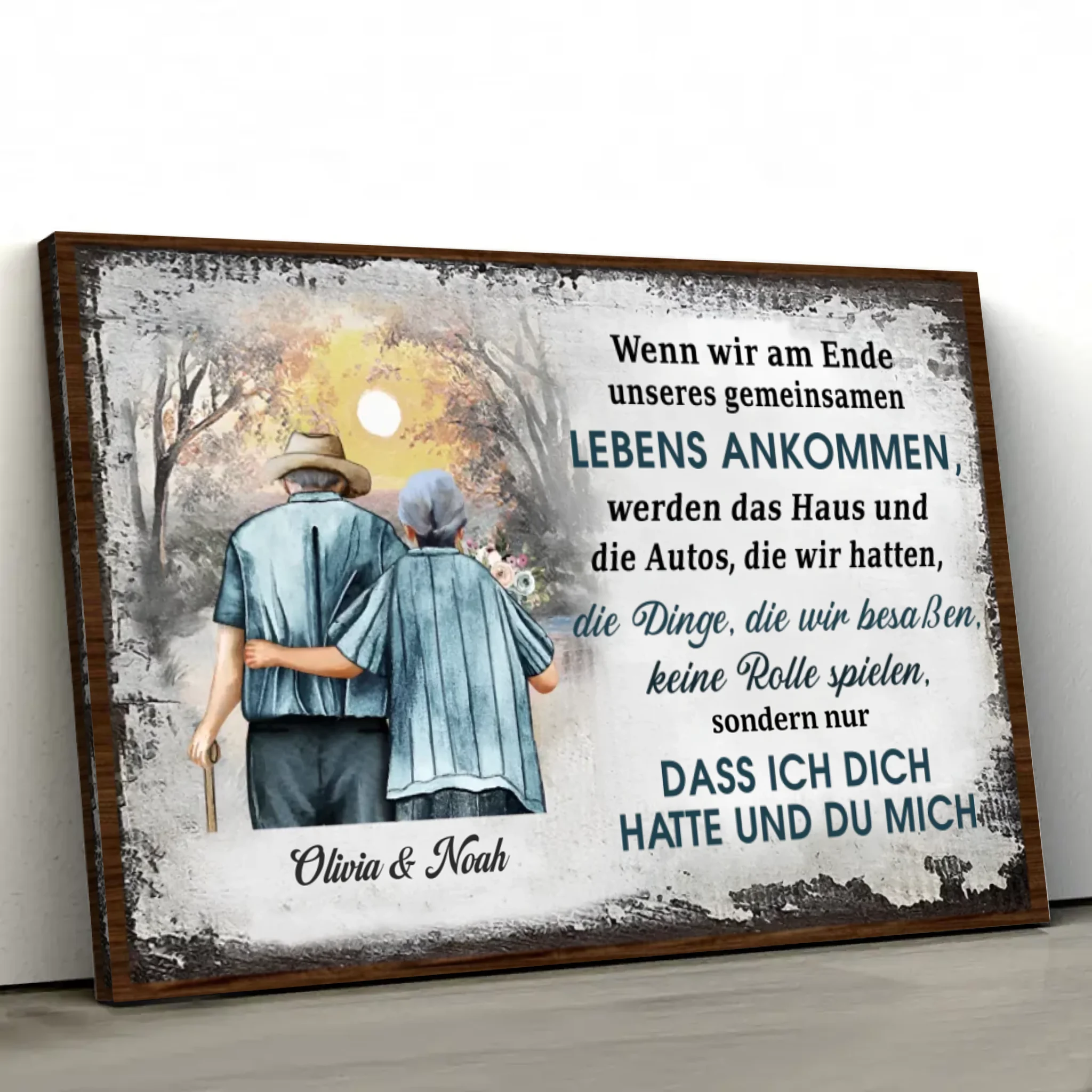 Personalisierte Leinwand "Ich hatte dich und du hattest mich - mit Sonnenuntergang"