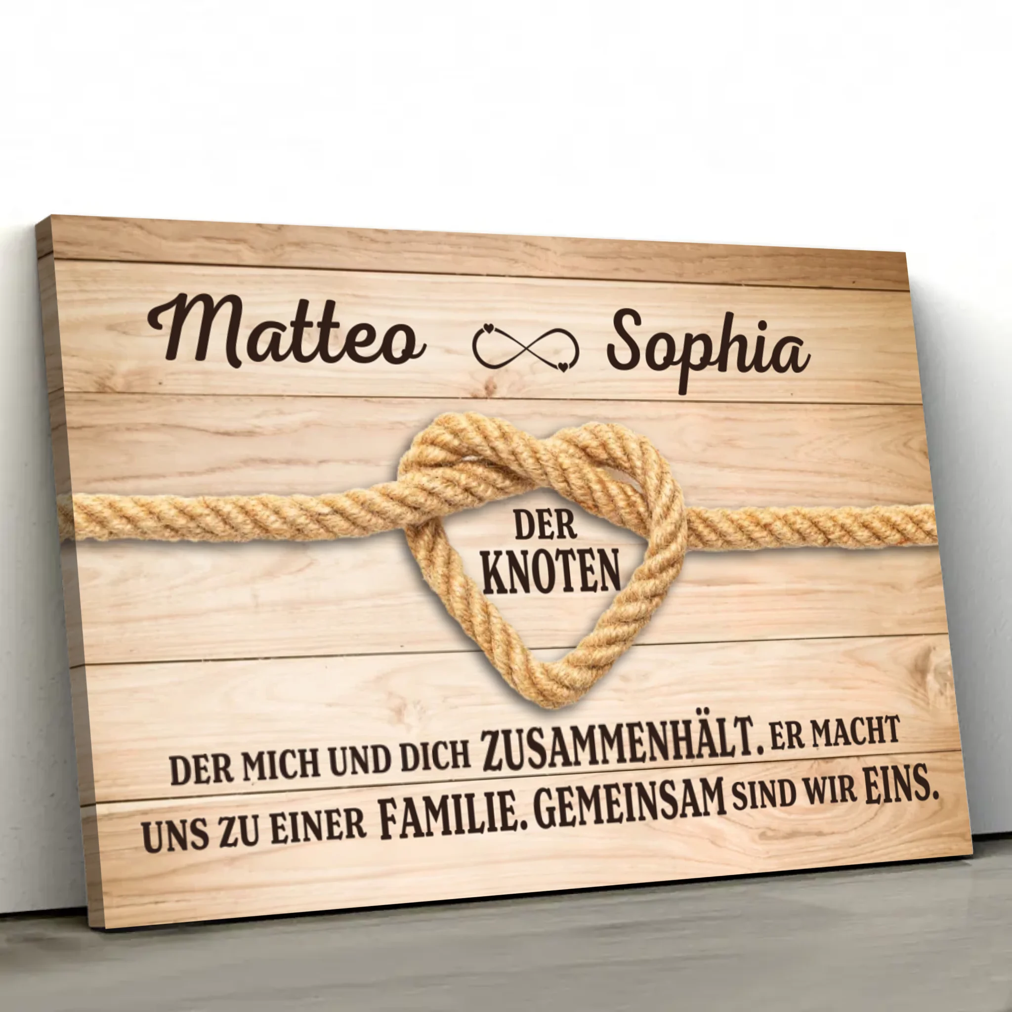 Personalisierte Leinwand "Der Liebesknoten"
