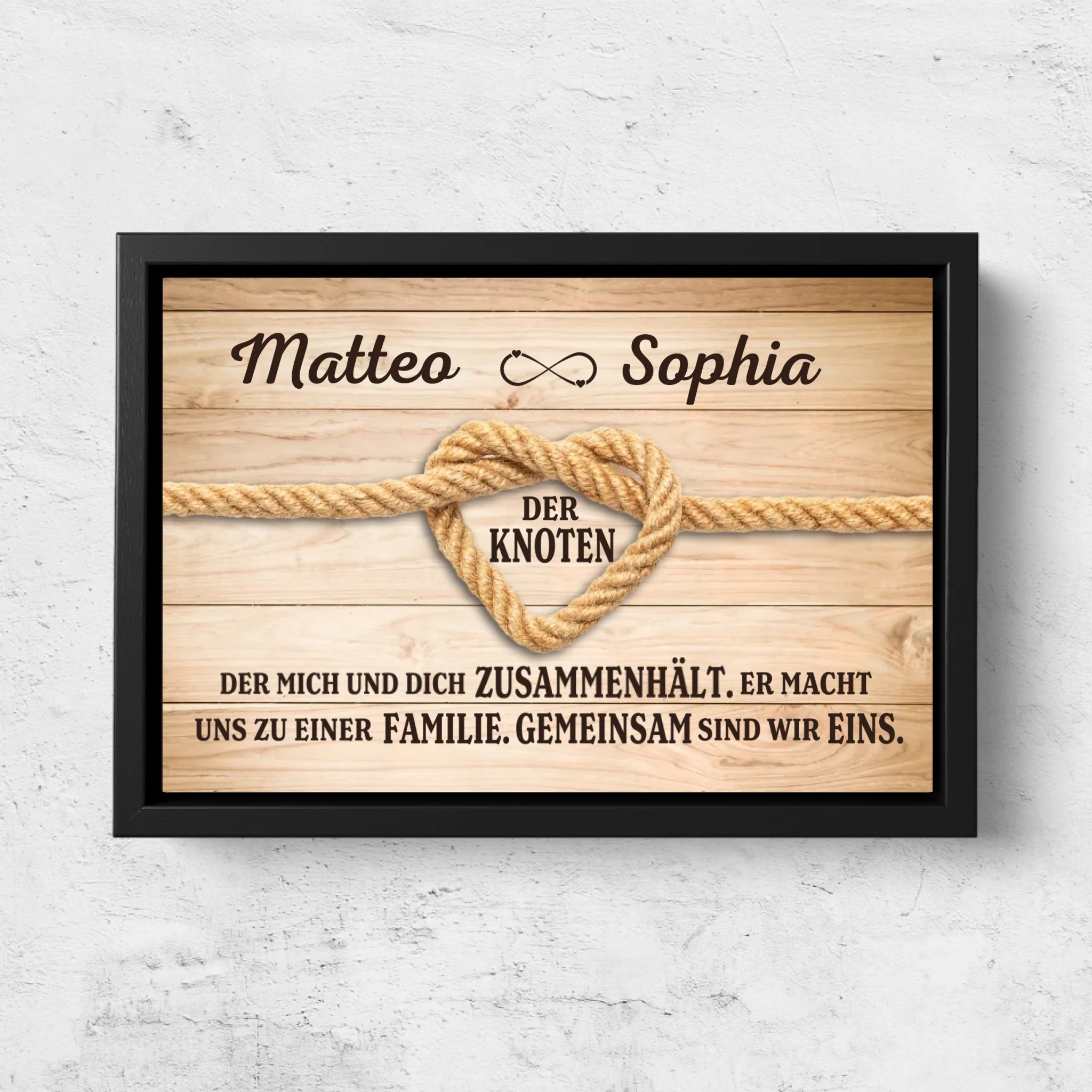Personalisierte Leinwand "Der Liebesknoten"
