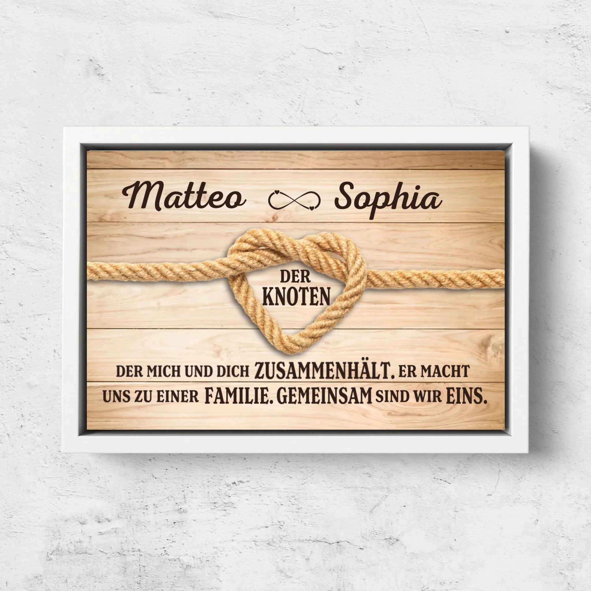 Personalisierte Leinwand "Der Liebesknoten"
