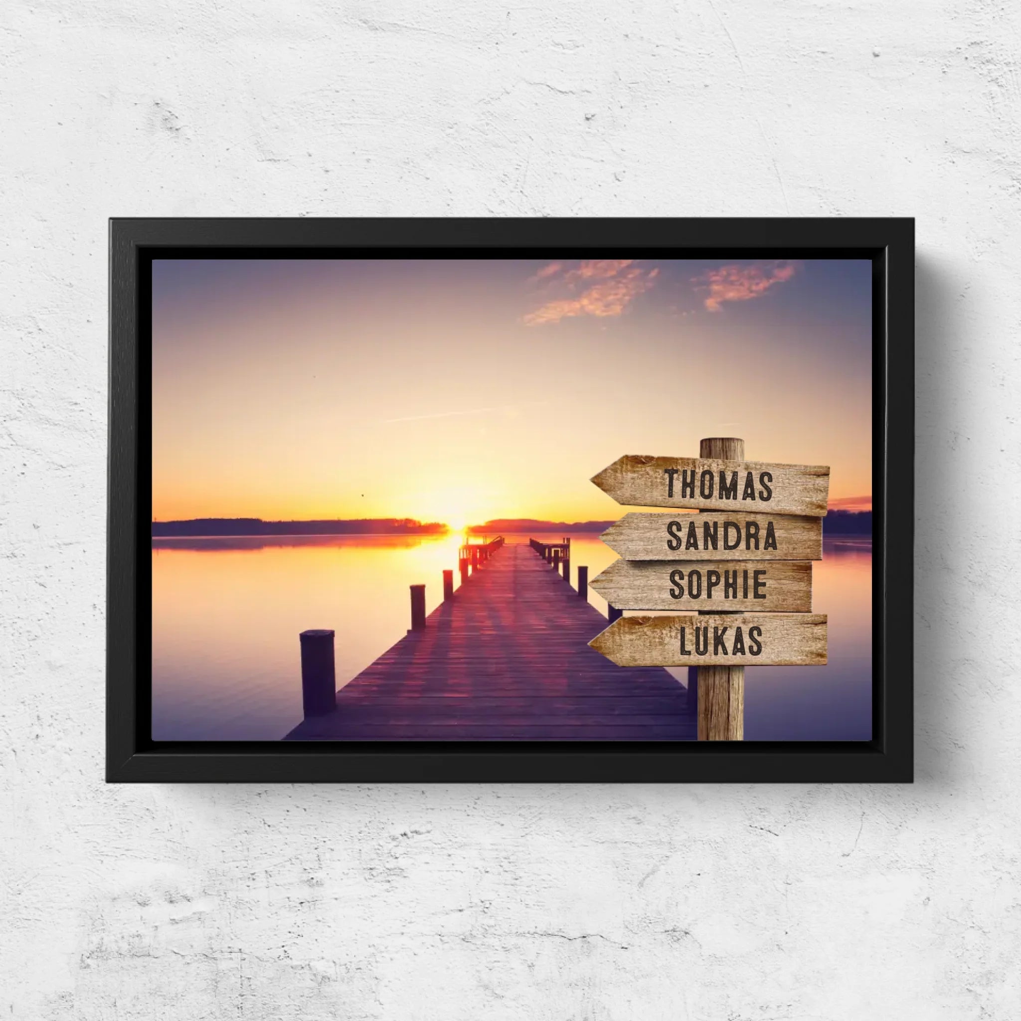 Personalisierte Leinwand "Wegweiser am Steg"