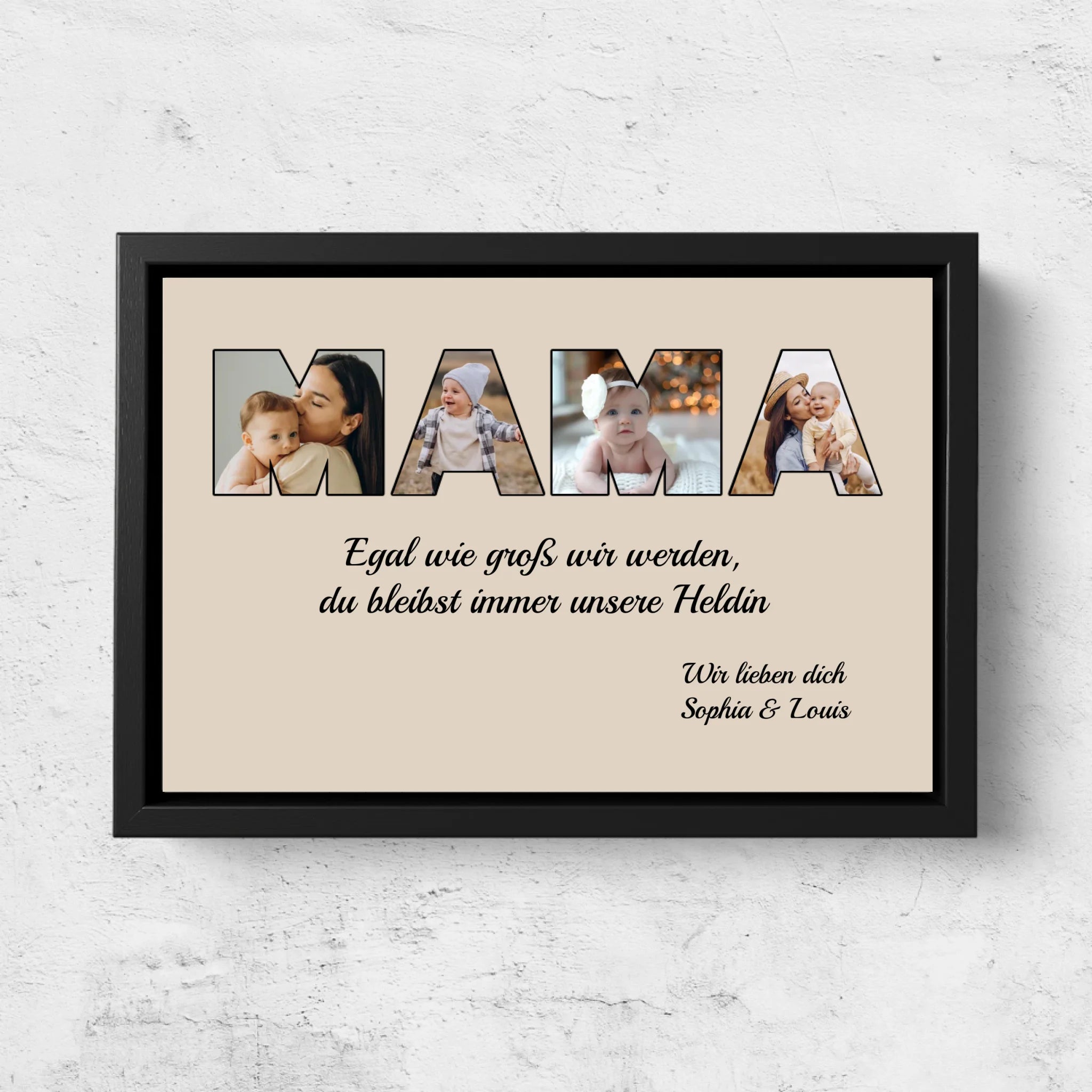 Personalisierte Leinwand "Mama bleibt meine Heldin"