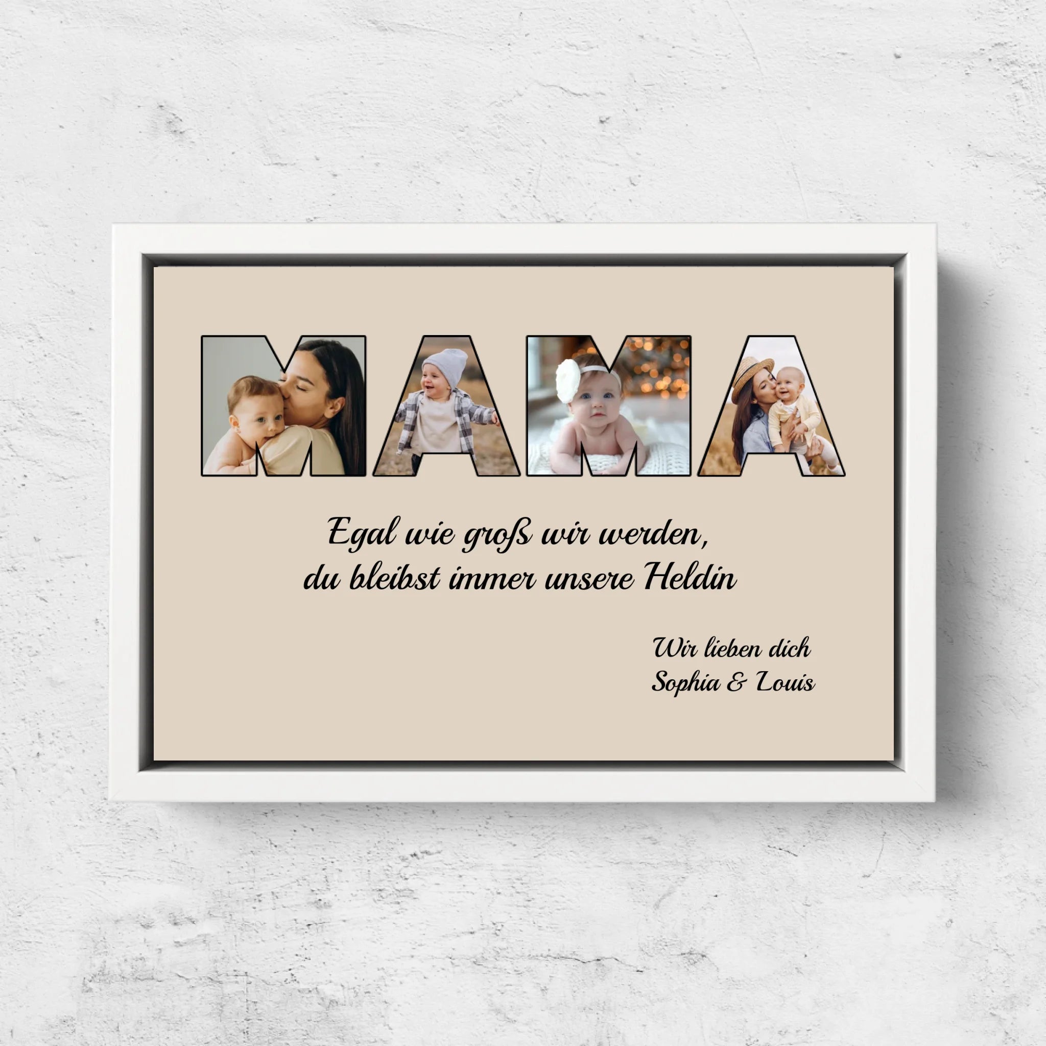 Personalisierte Leinwand "Mama bleibt meine Heldin"