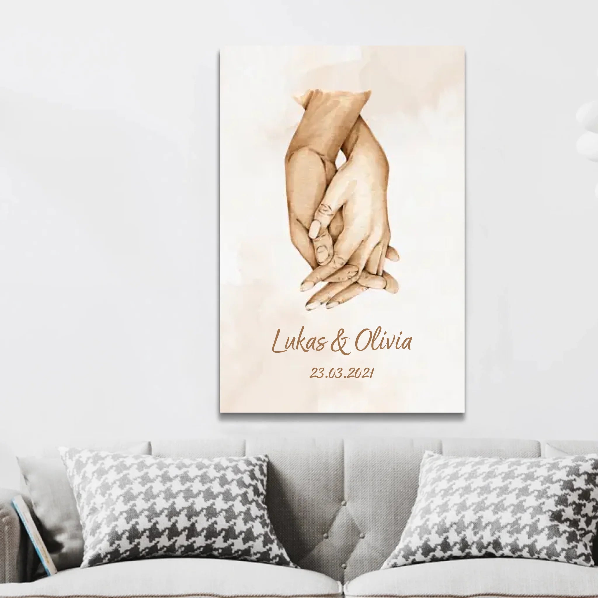 Personalisierte Leinwand "Hand in Hand"