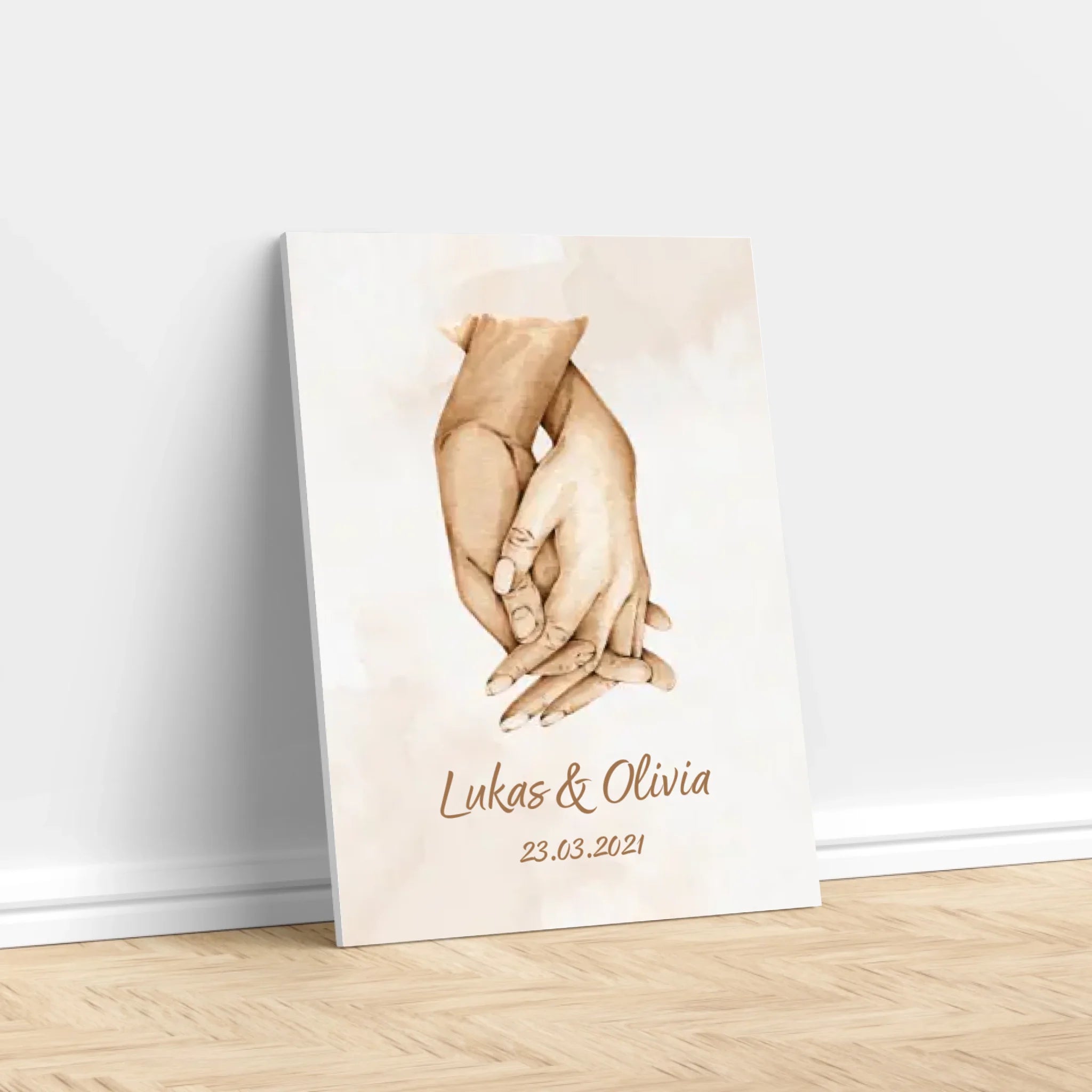 Personalisierte Leinwand "Hand in Hand"