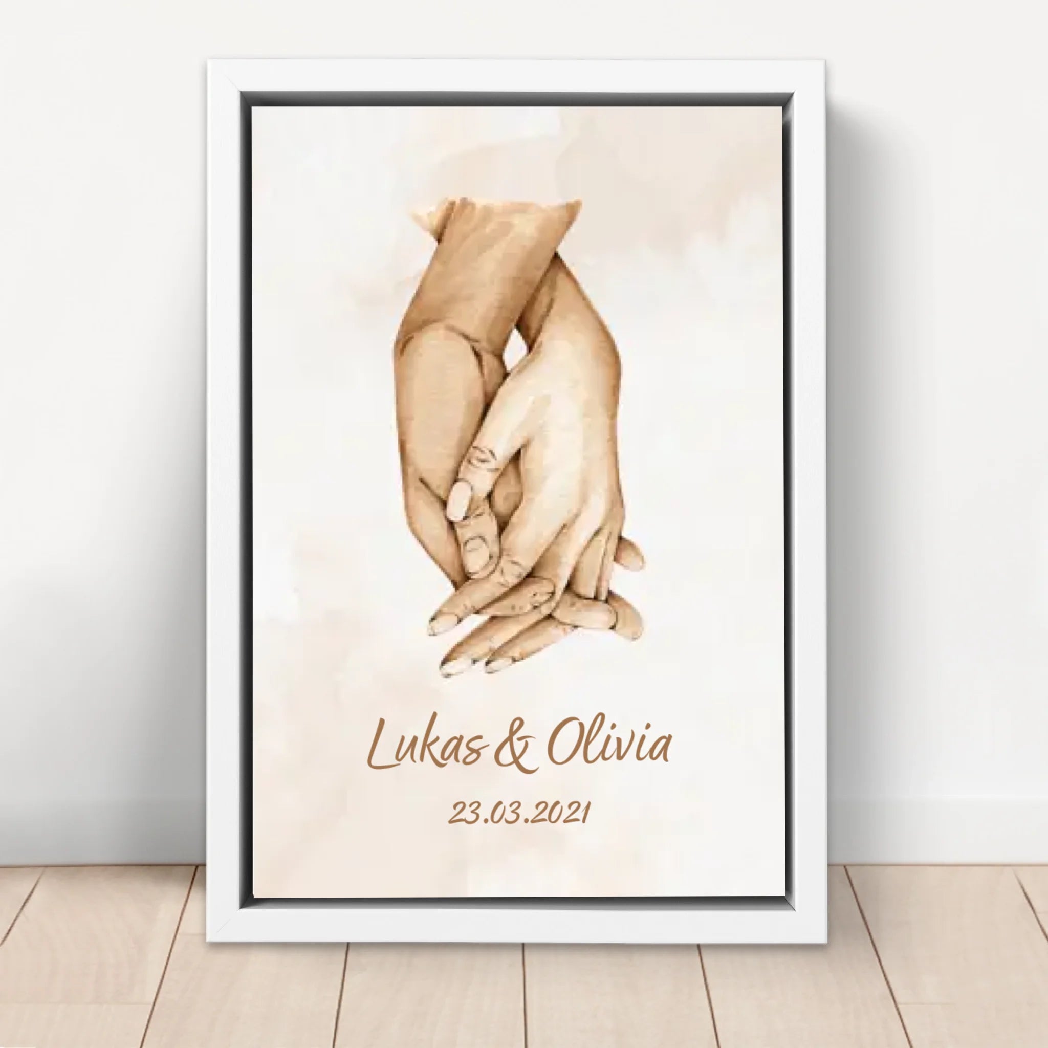 Personalisierte Leinwand "Hand in Hand"