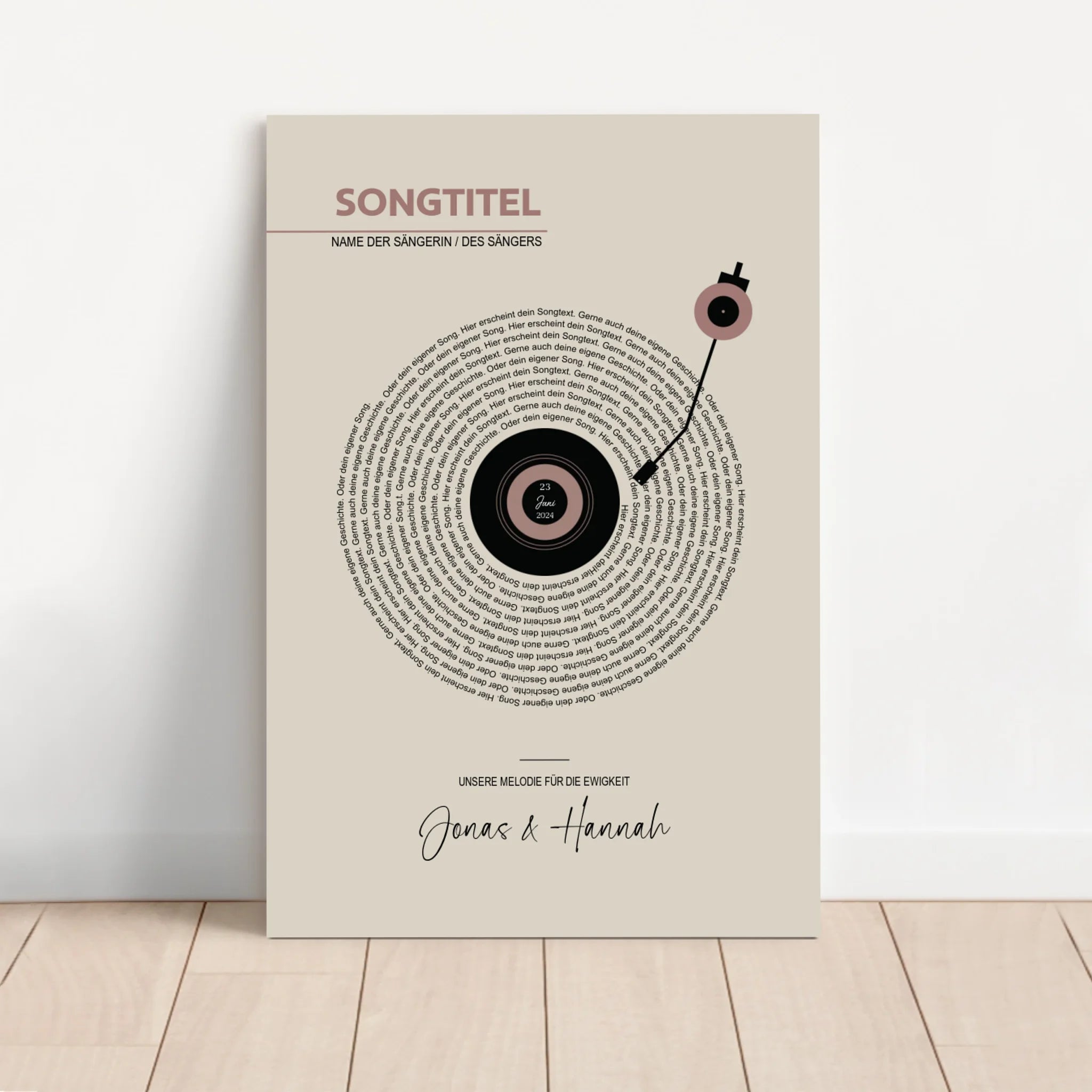 Personalisierte Leinwand – Retro-Vinyl-Songtexte