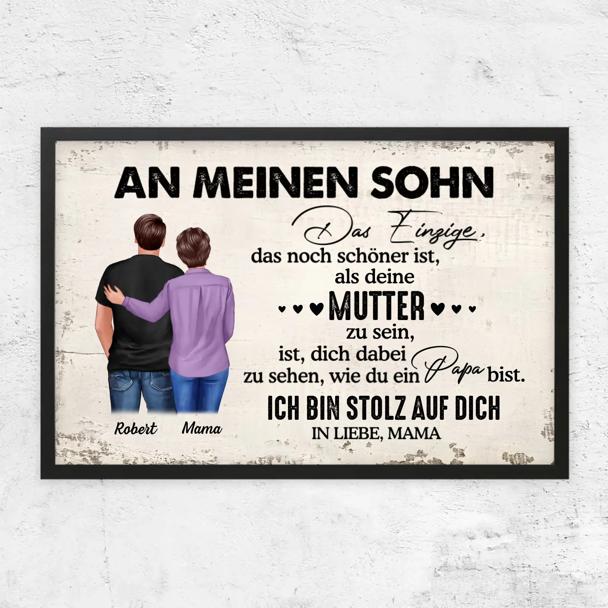 Personalisiertes Poster "Von Mutter zu Sohn - Vatertagsgeschenk"