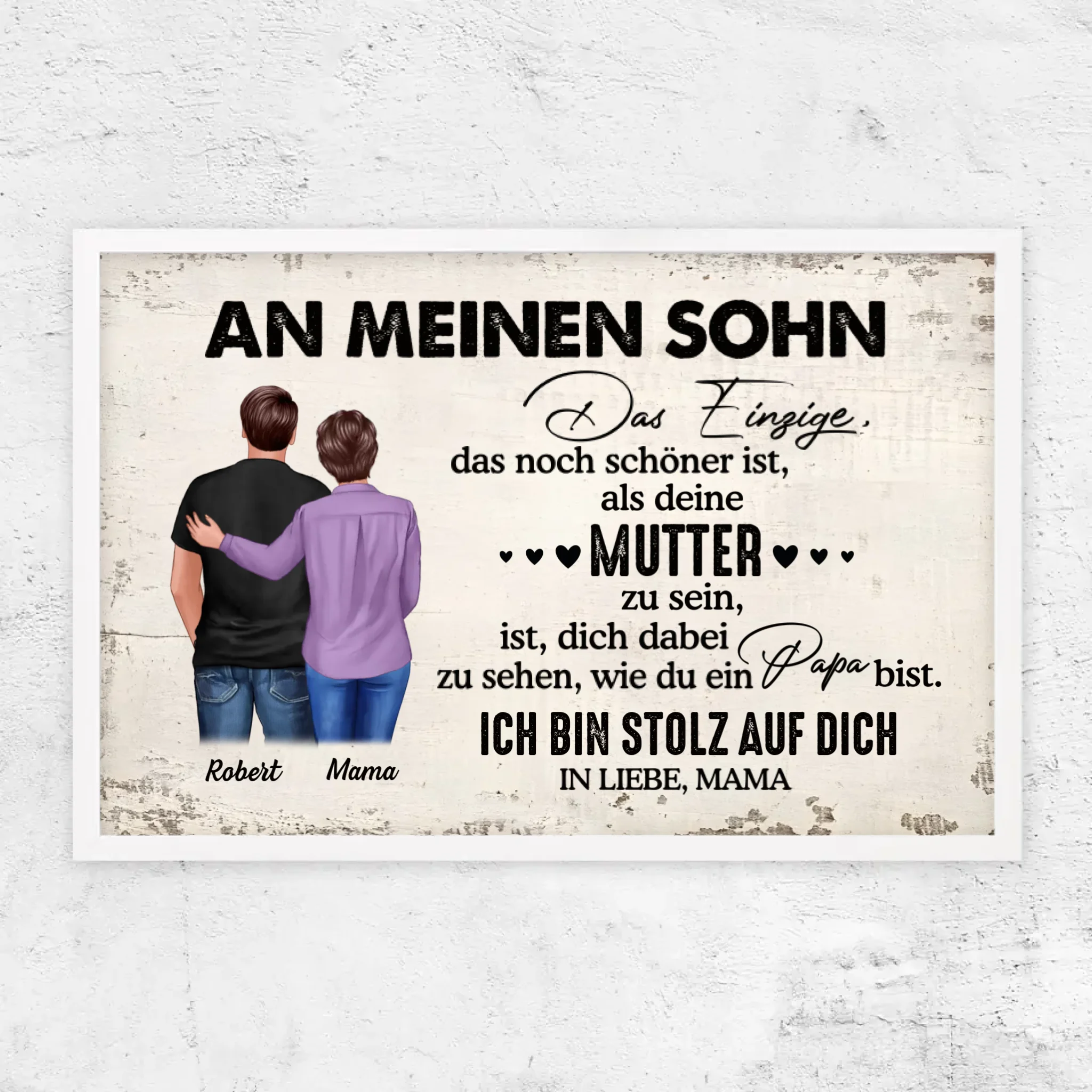 Personalisiertes Poster "Von Mutter zu Sohn - Vatertagsgeschenk"