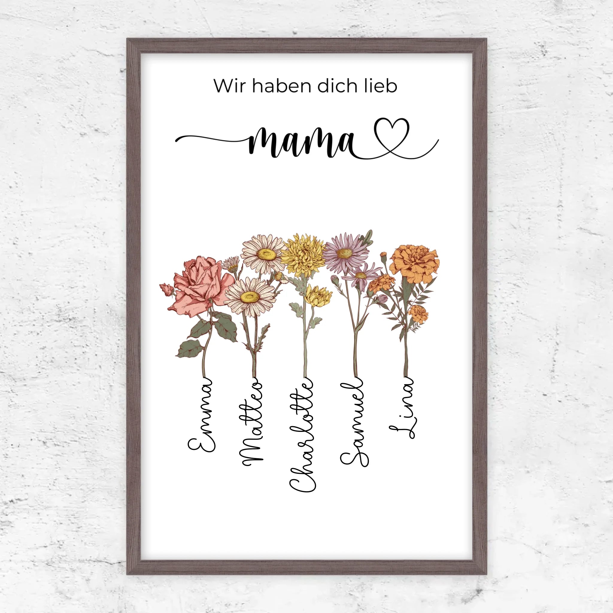 Personalisiertes Poster "Blumen für Mama - Wir haben dich lieb"