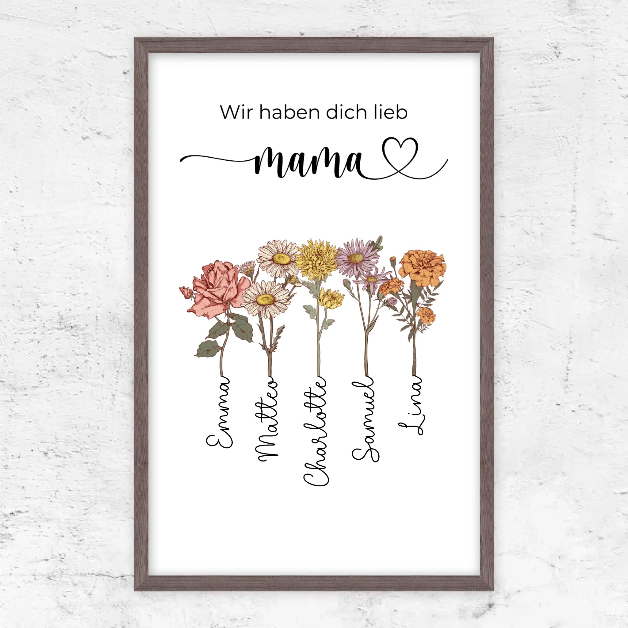 Personalisiertes Poster "Blumen für Mama - Wir haben dich lieb"