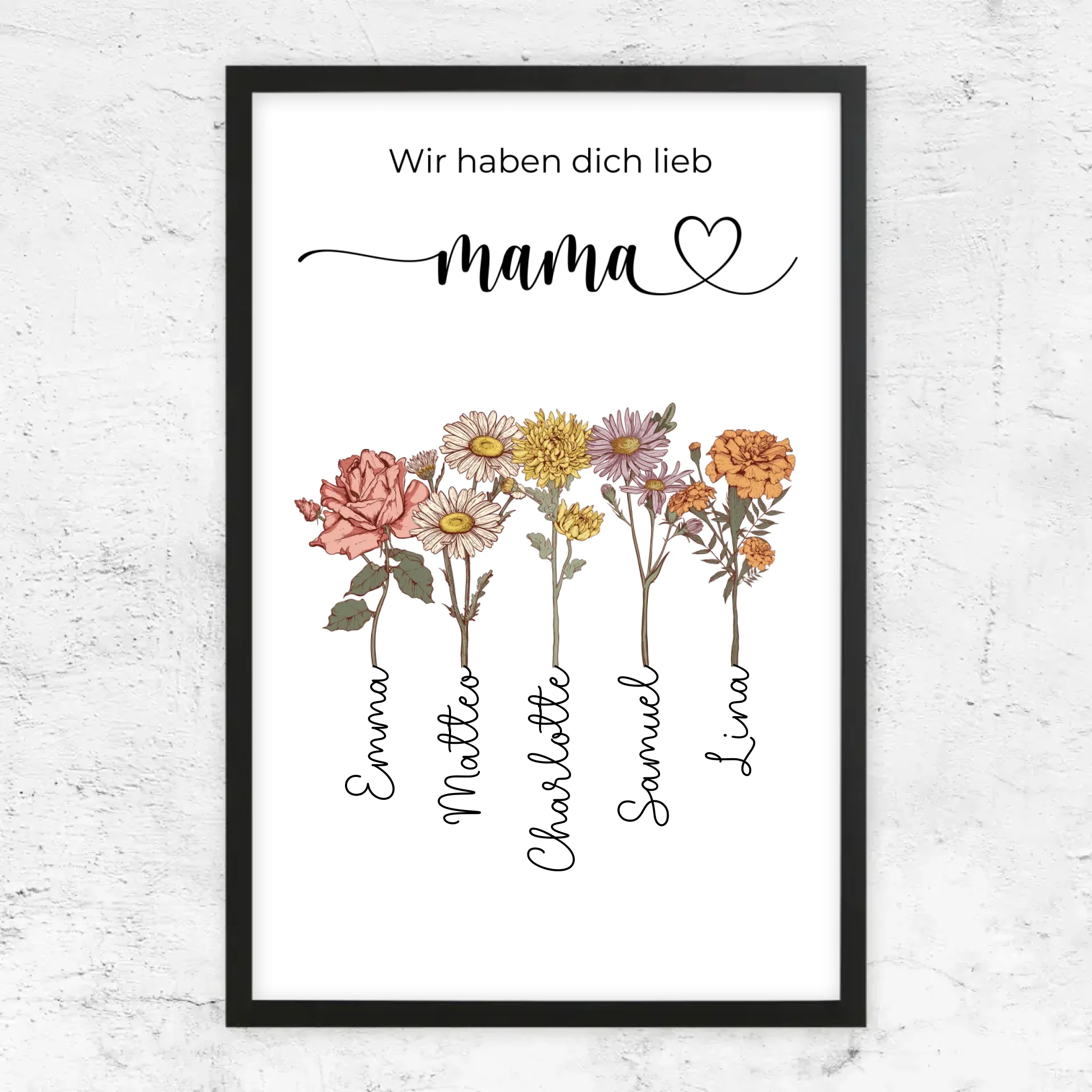 Personalisiertes Poster "Blumen für Mama - Wir haben dich lieb"