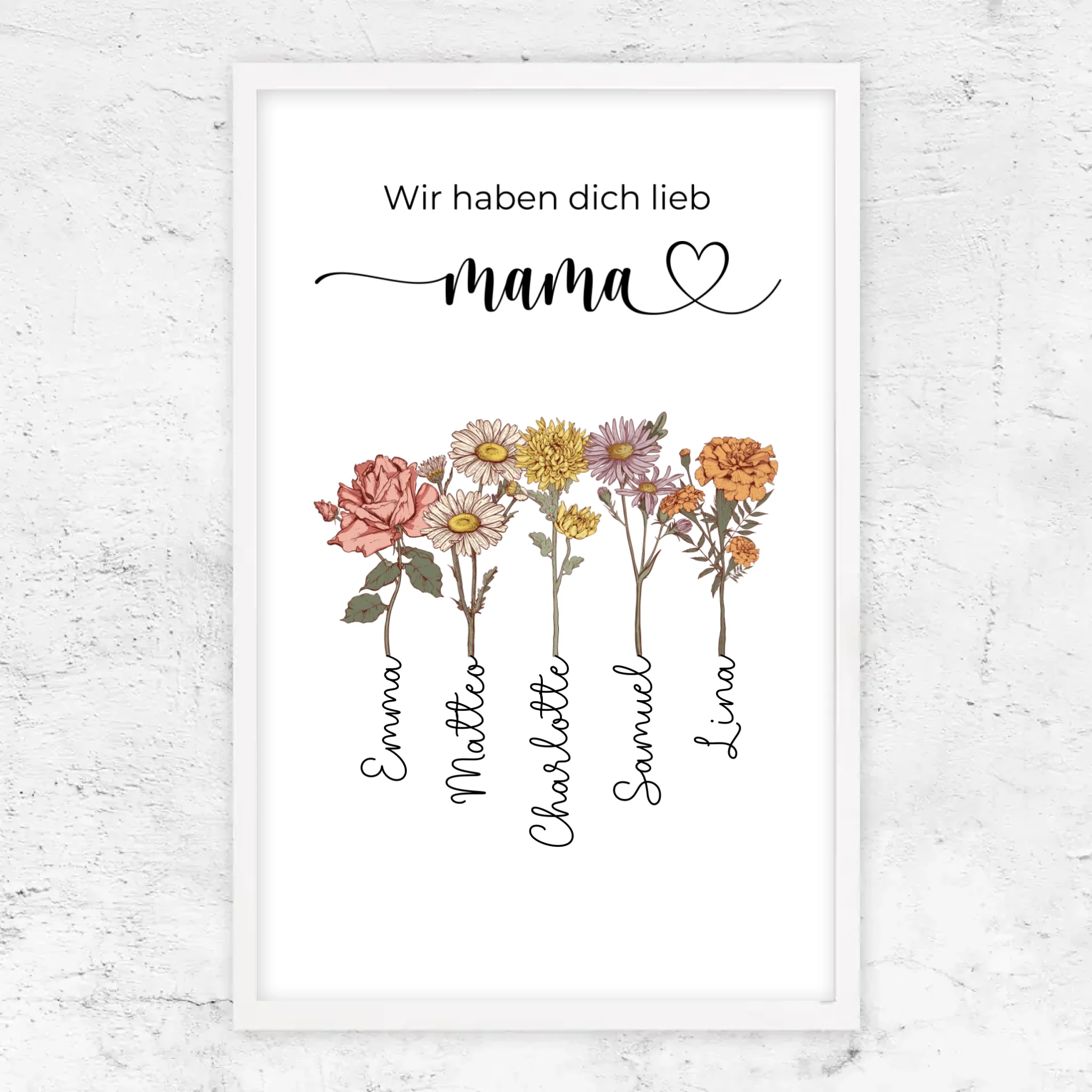 Personalisiertes Poster "Blumen für Mama - Wir haben dich lieb"