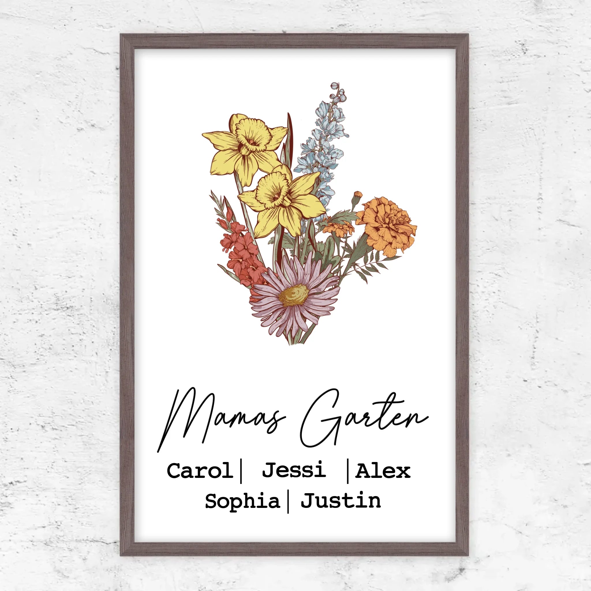 Personalisiertes Poster "Blumenstraus aus Geburtsblumen"