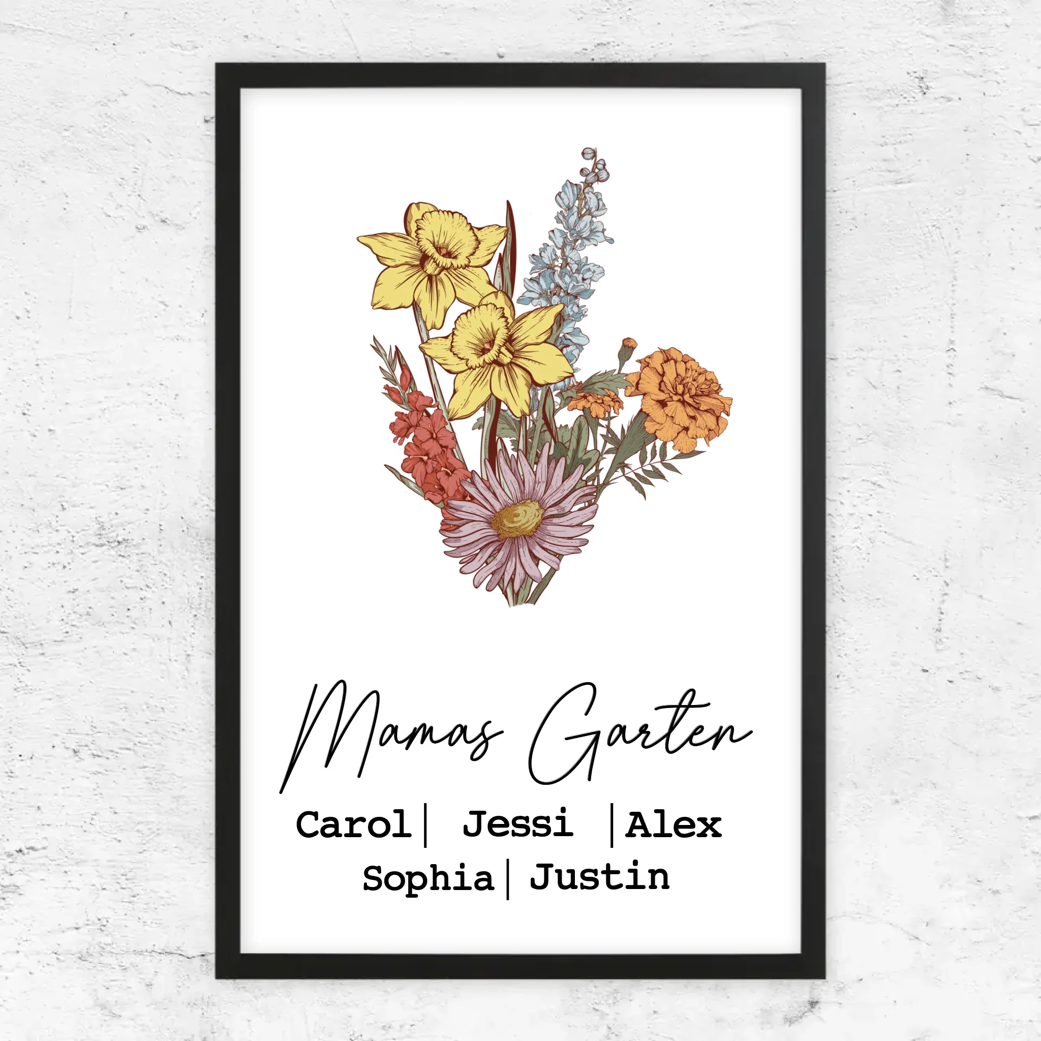 Personalisiertes Poster "Blumenstraus aus Geburtsblumen"