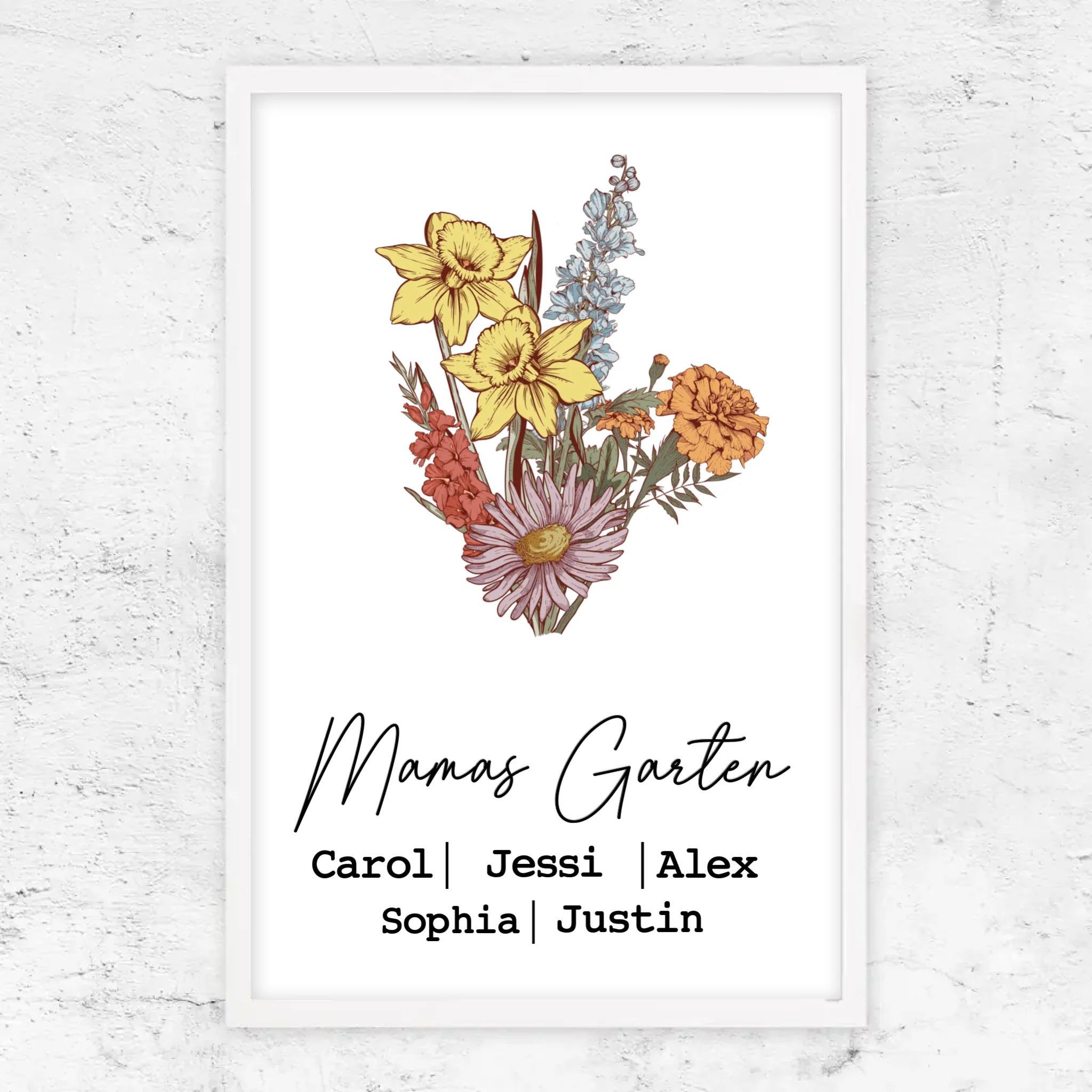 Personalisiertes Poster "Blumenstraus aus Geburtsblumen"