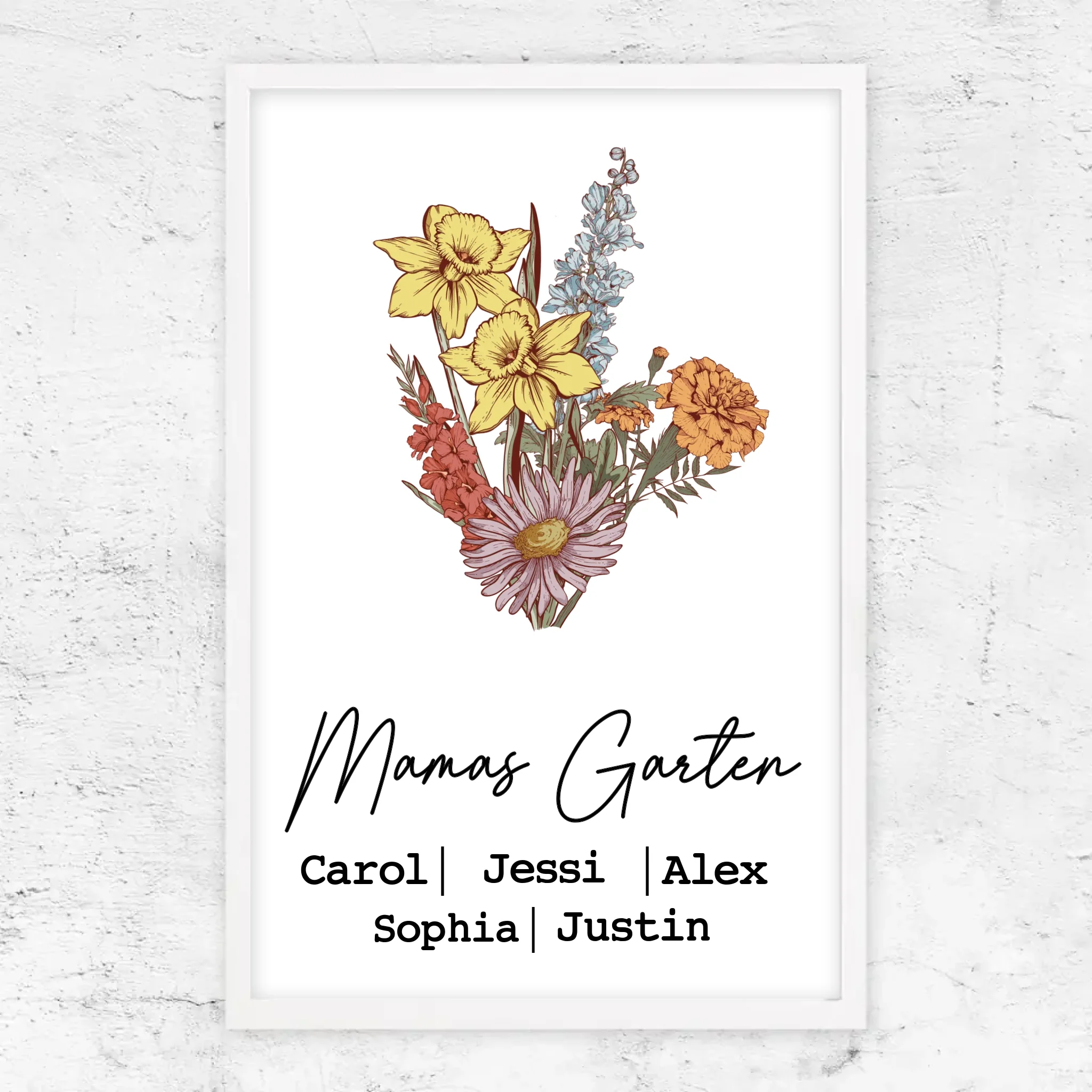 Personalisiertes Poster "Blumenstraus aus Geburtsblumen"