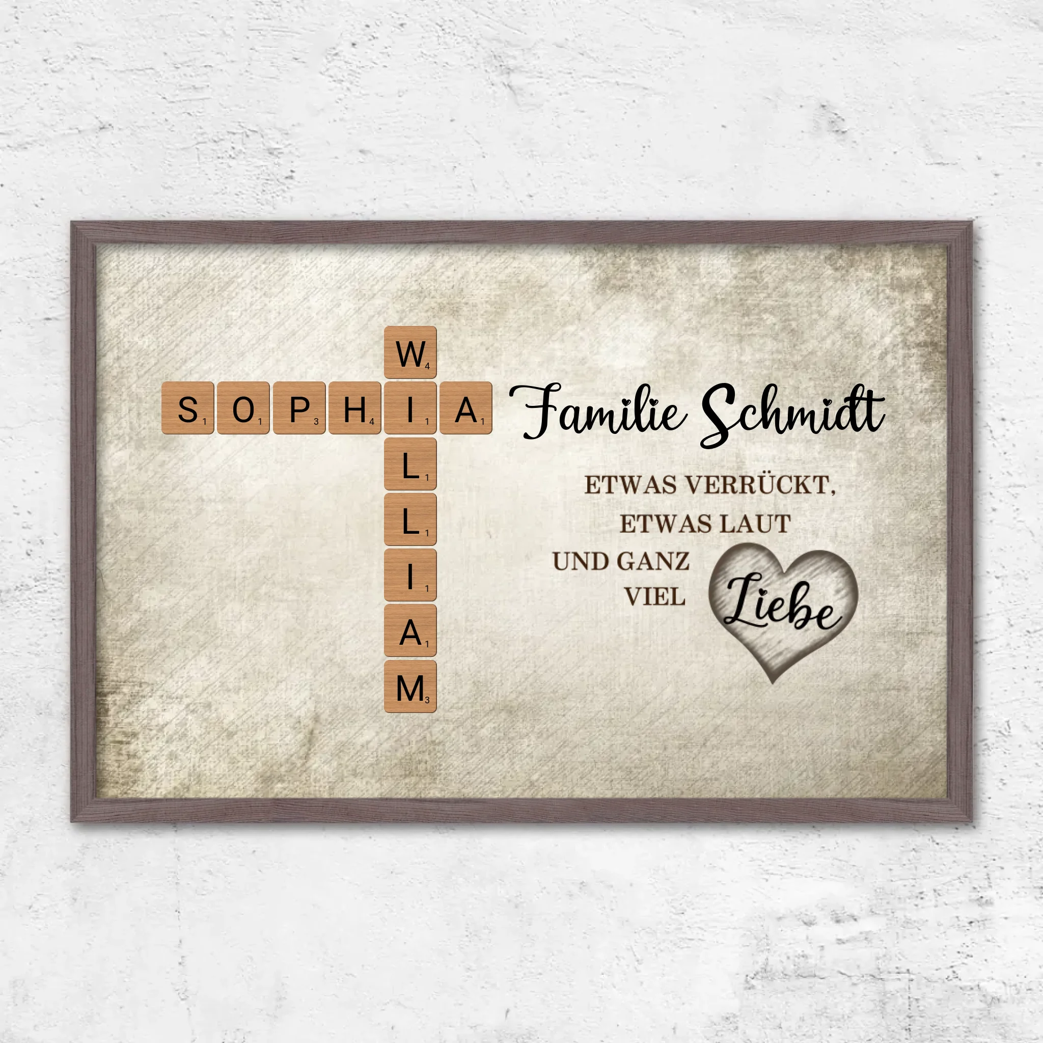Personalisiertes Poster "Etwas verrückt, etwas laut und ganz viel Liebe - Kreuzworträtsel"