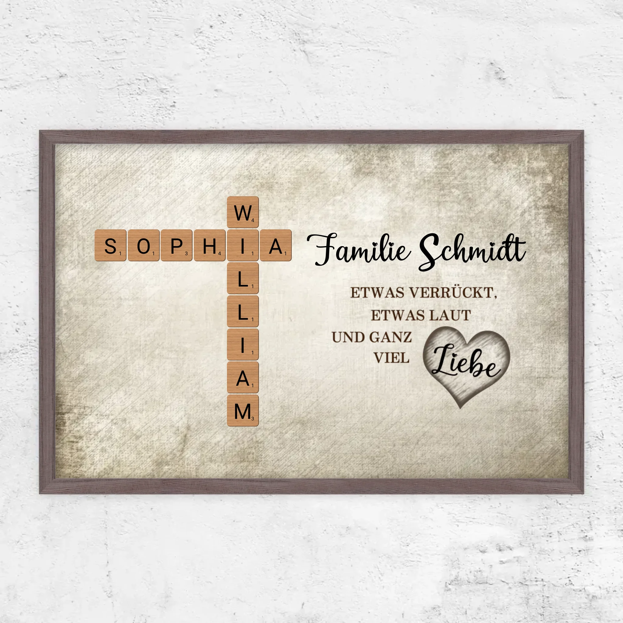 Personalisiertes Poster "Etwas verrückt, etwas laut und ganz viel Liebe - Kreuzworträtsel"
