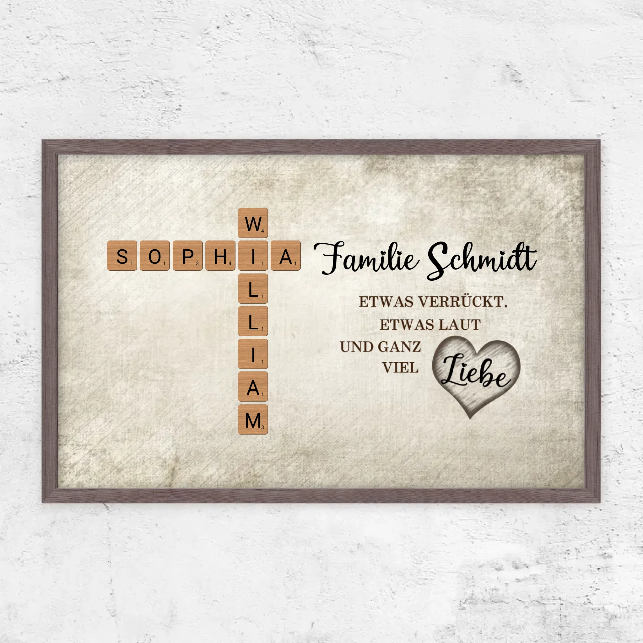 Personalisiertes Poster "Etwas verrückt, etwas laut und ganz viel Liebe - Kreuzworträtsel"