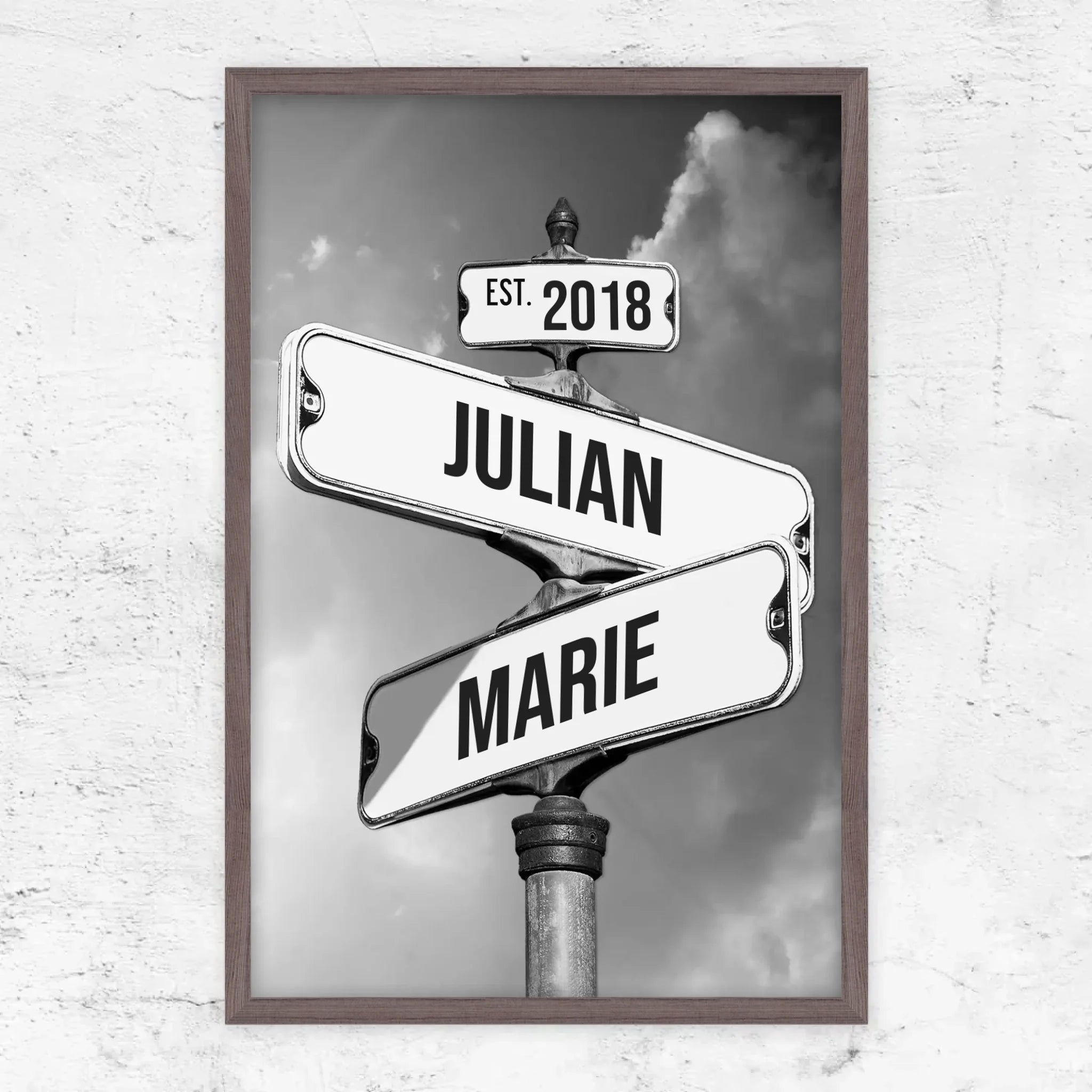 Personalisiertes Poster "Vintage Straßenschild für Paare"