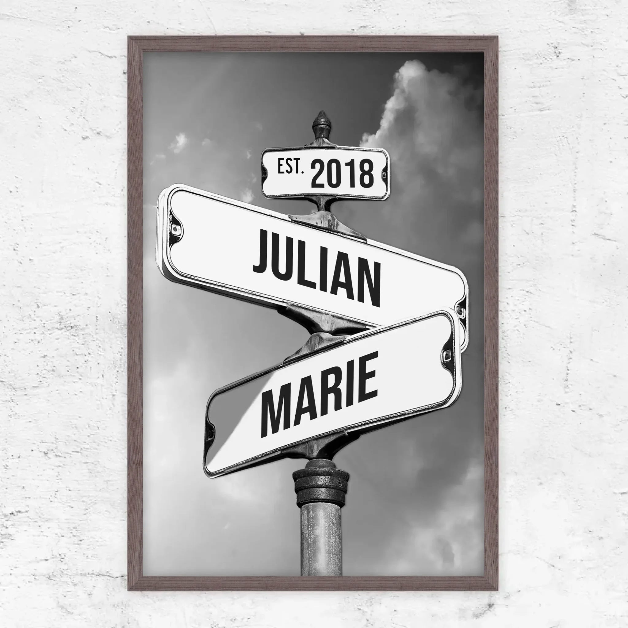 Personalisiertes Poster "Vintage Straßenschild für Paare"