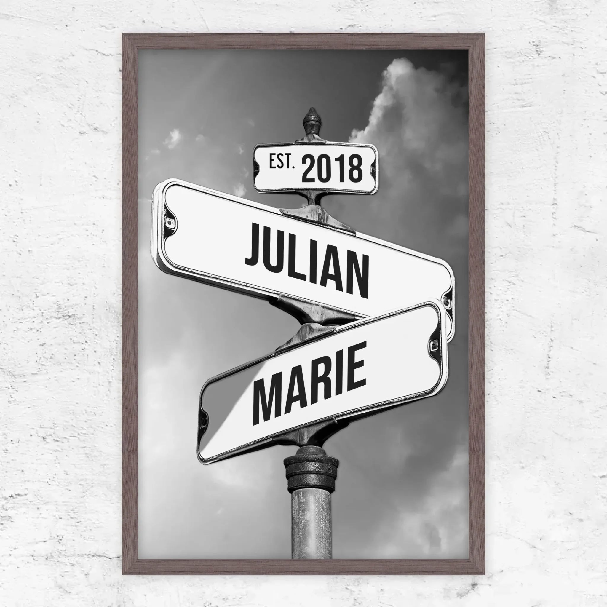 Personalisiertes Poster "Vintage Straßenschild für Paare"