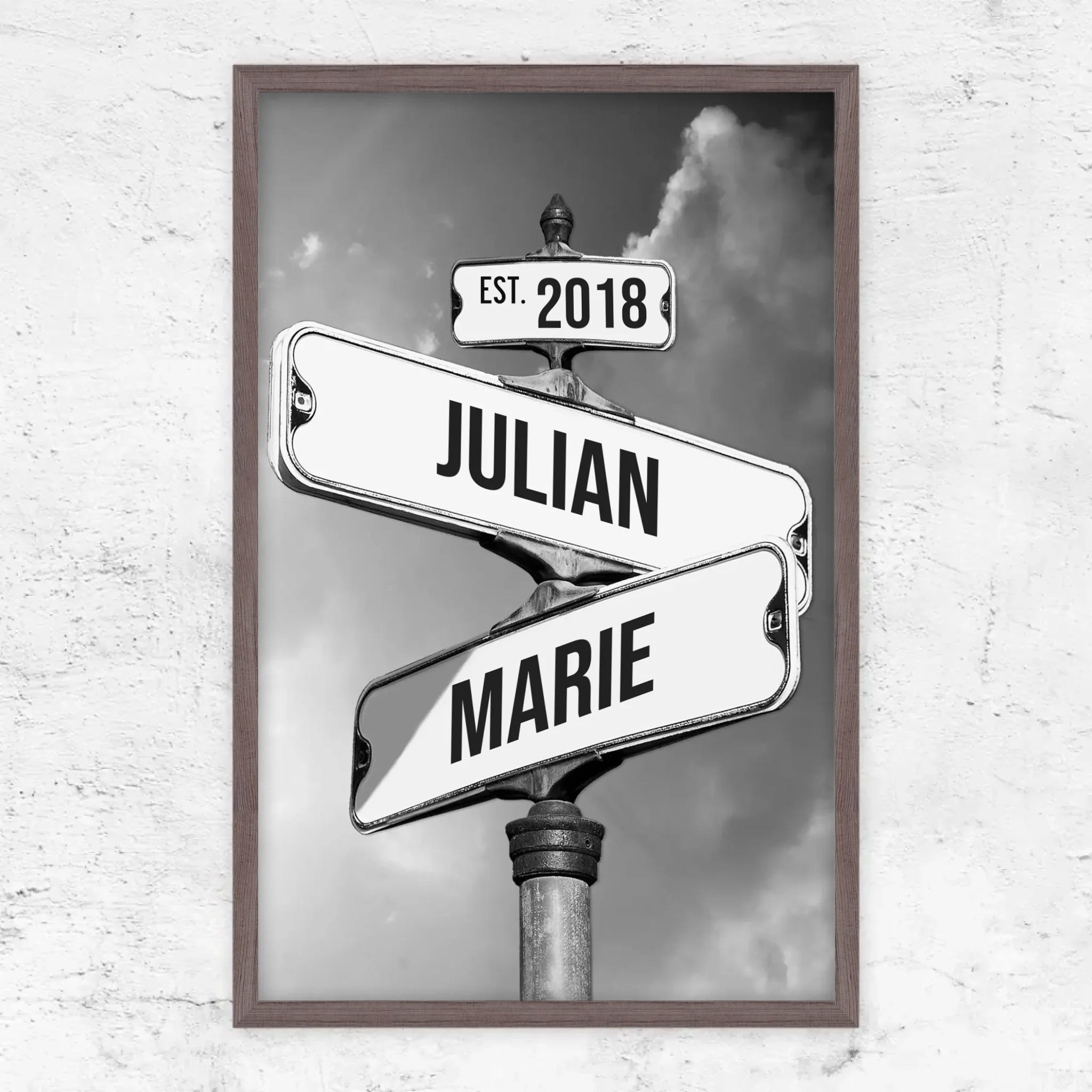 Personalisiertes Poster "Vintage Straßenschild für Paare"