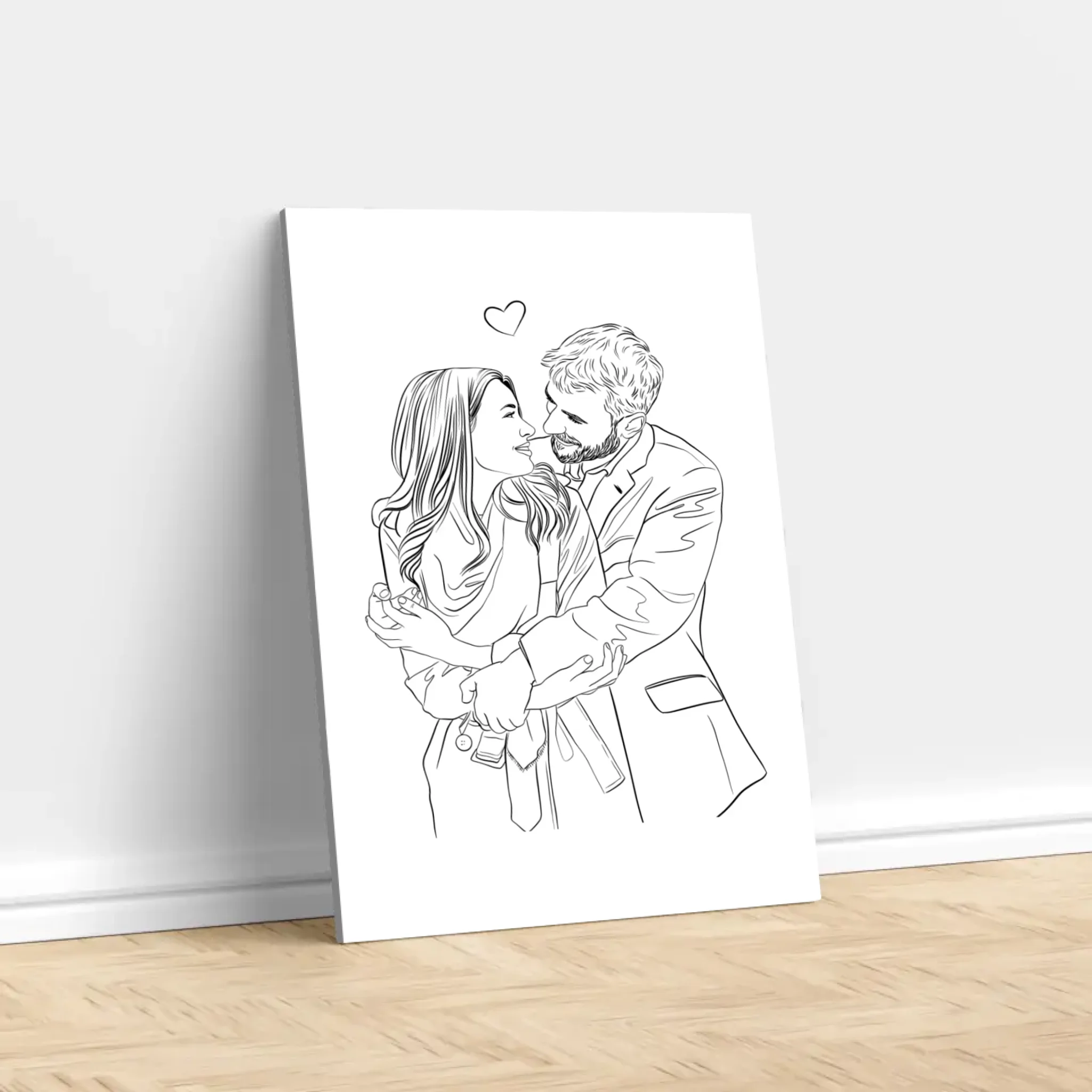 Personalisierte Leinwand – Paar-Line-Art-Zeichnung