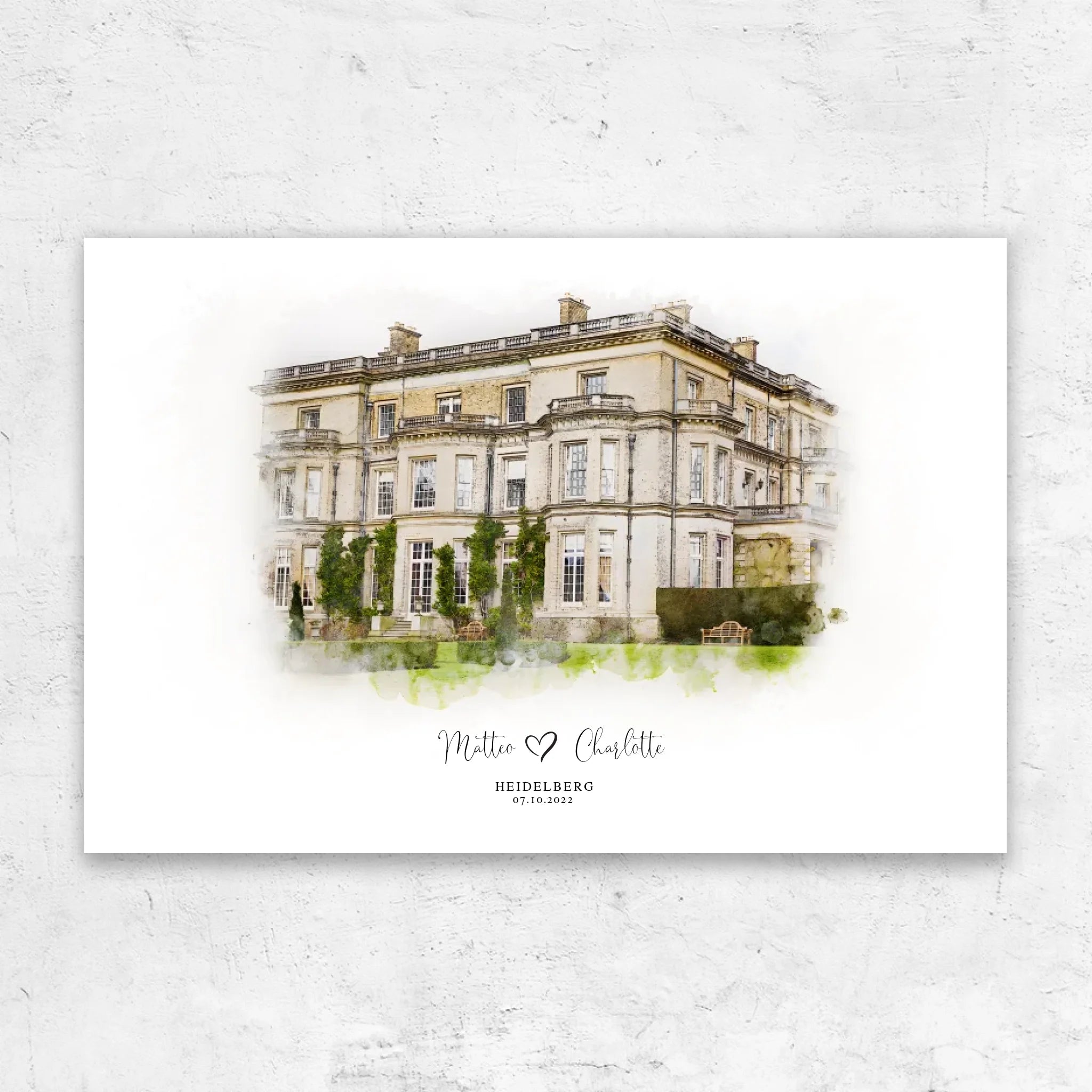 Personalisierte Leinwand – Hochzeitsort-Skizze