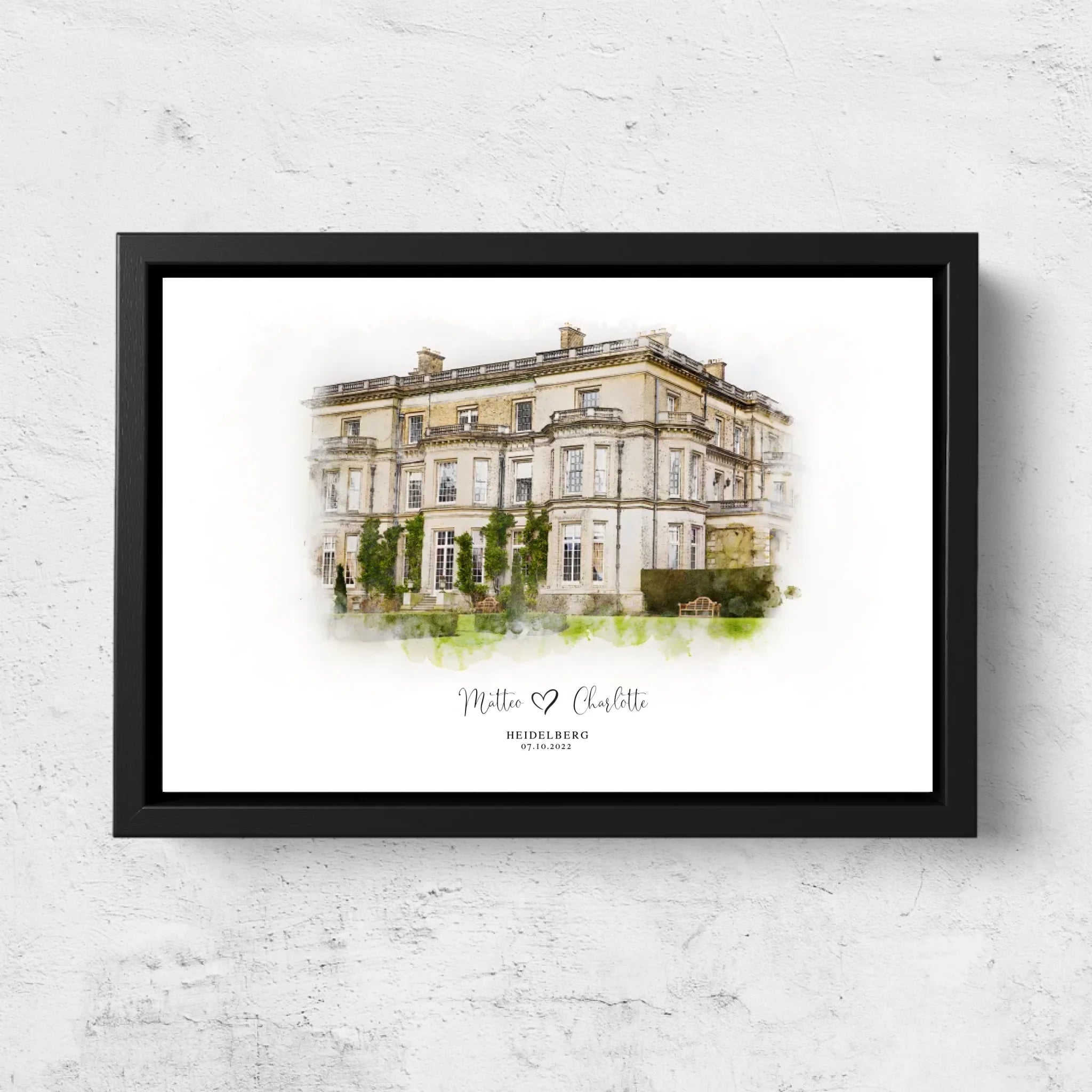Personalisierte Leinwand – Hochzeitsort-Skizze