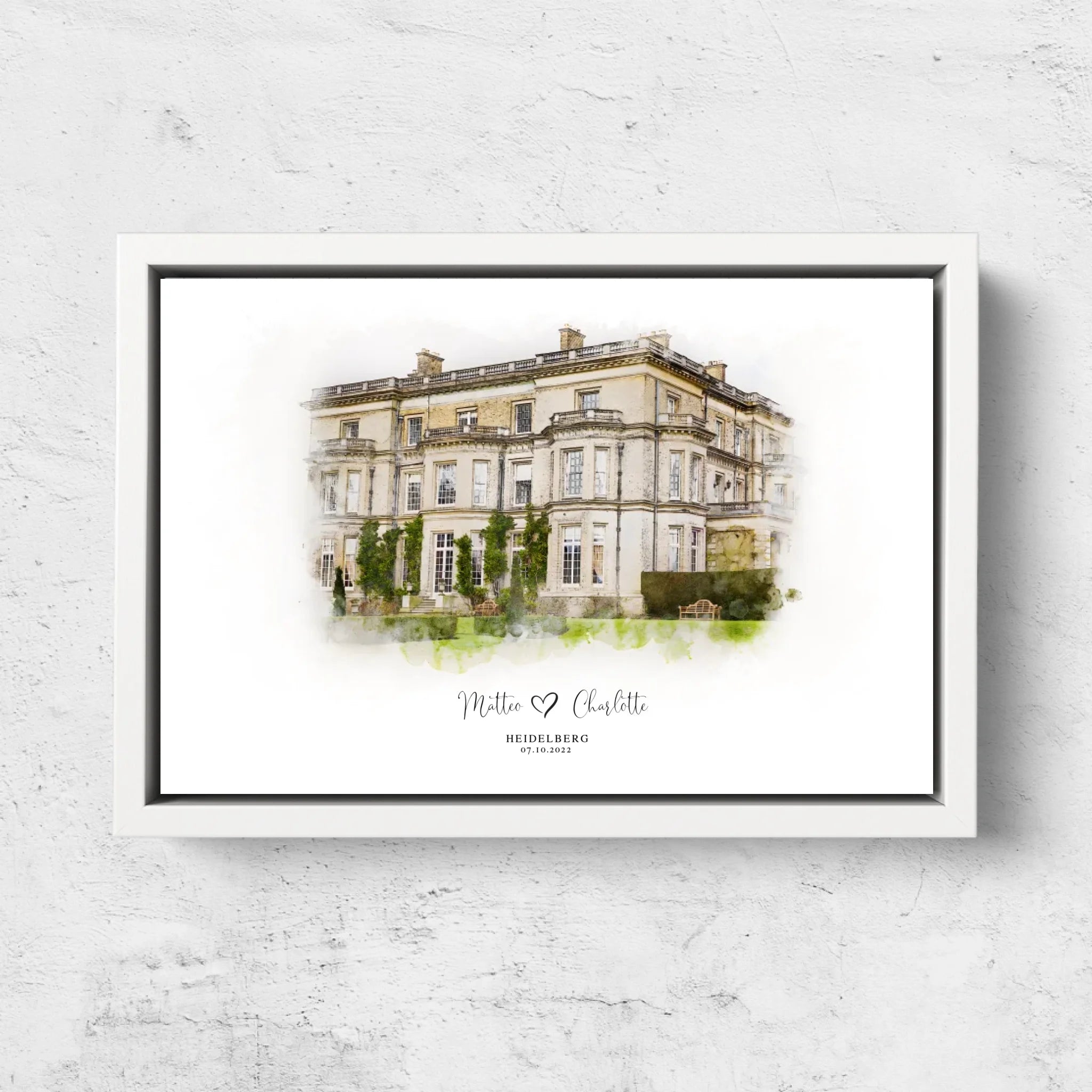 Personalisierte Leinwand – Hochzeitsort-Skizze