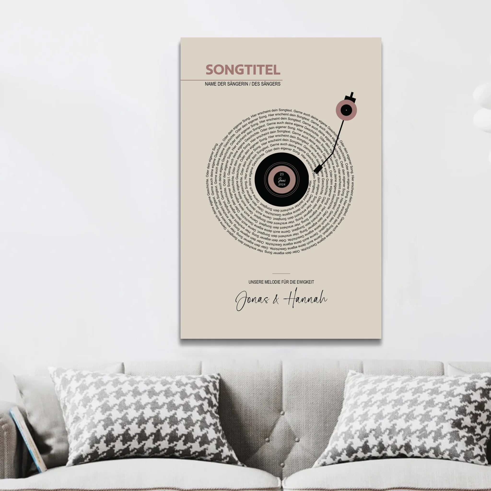 Personalisierte Leinwand – Retro-Vinyl-Songtexte