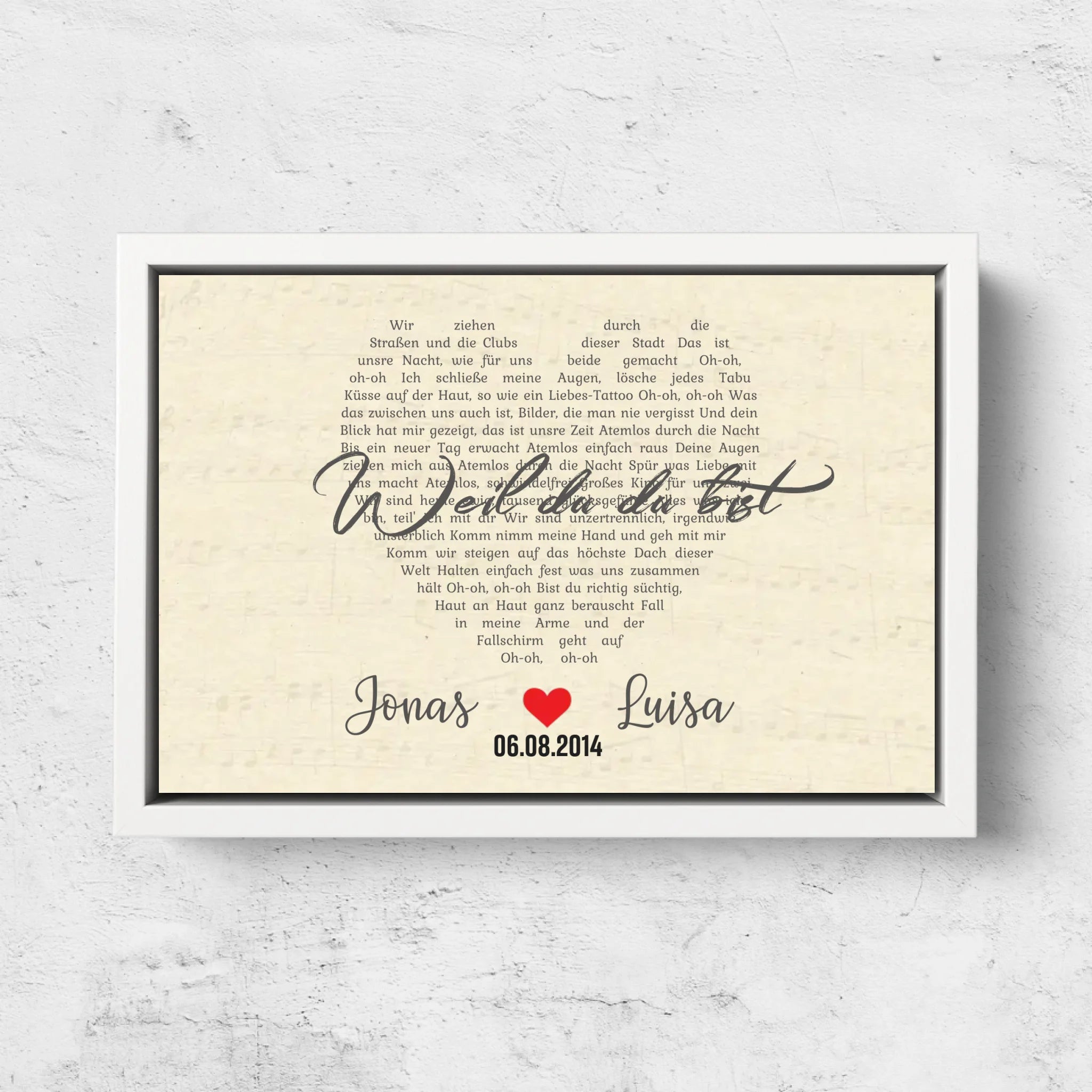 Personalisierte Leinwand – Individuelles herzförmiges Lied