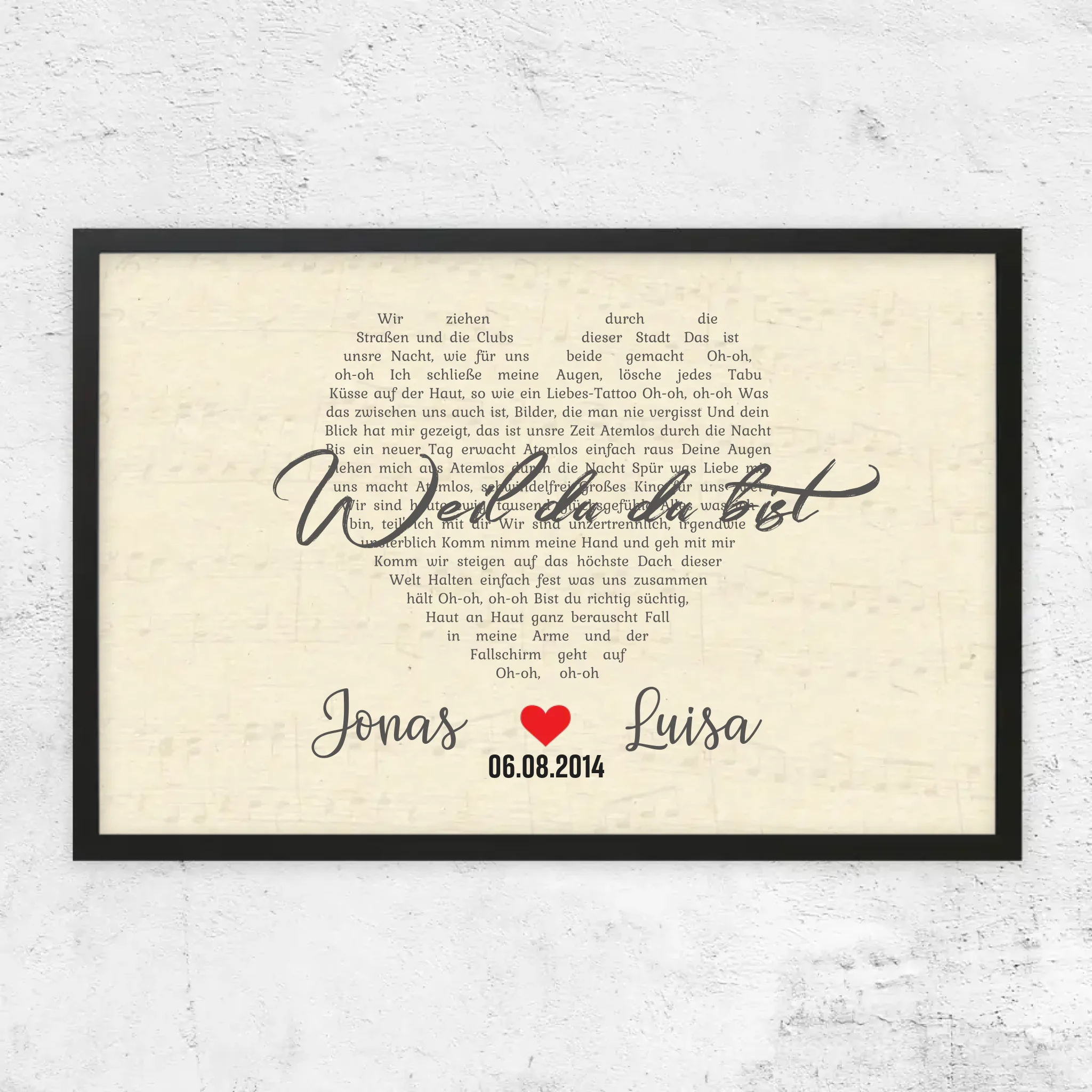 Personalisiertes Poster – Individuelles herzförmiges Lied