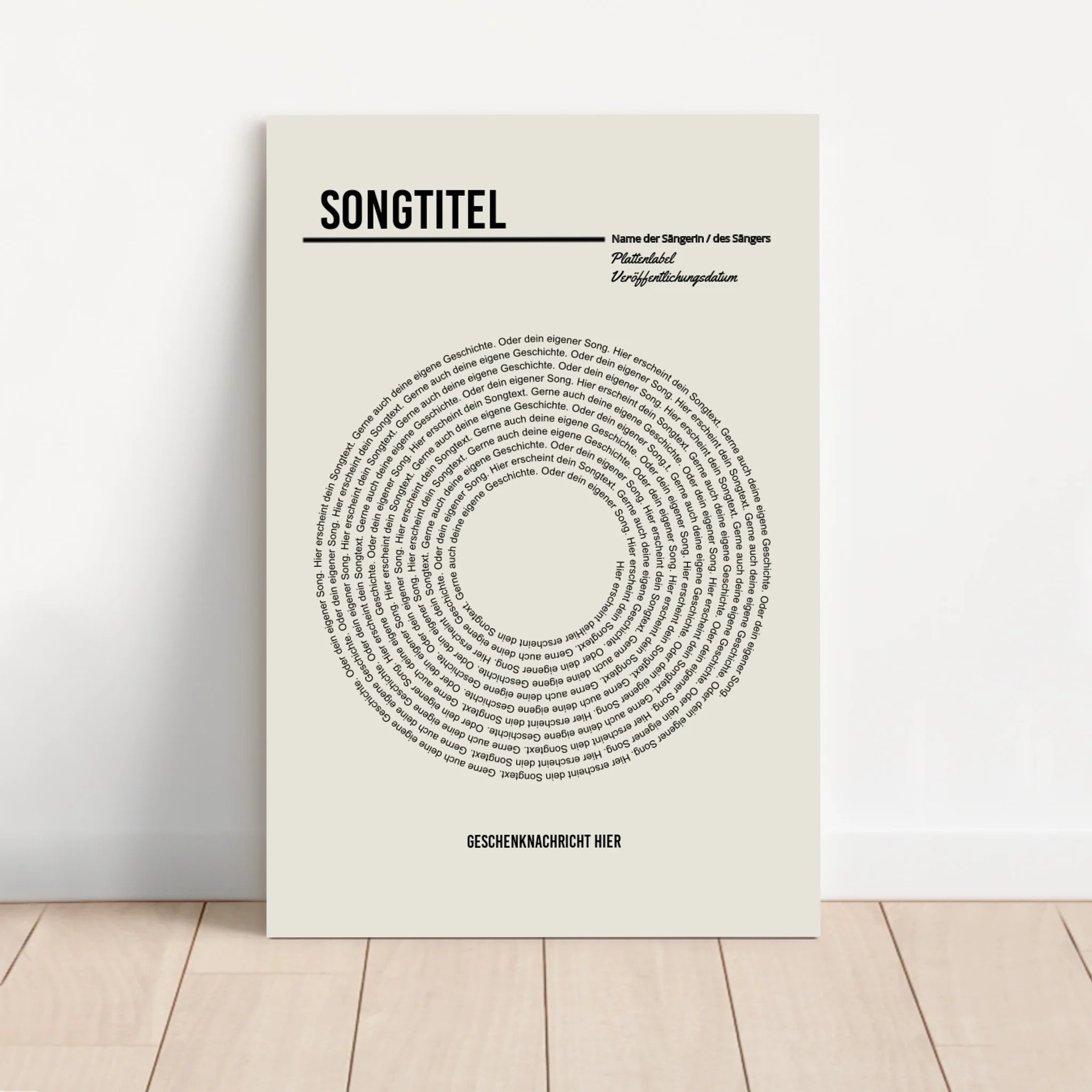 Personalisierte Leinwand – Individueller Vinyl-Songtext-Print