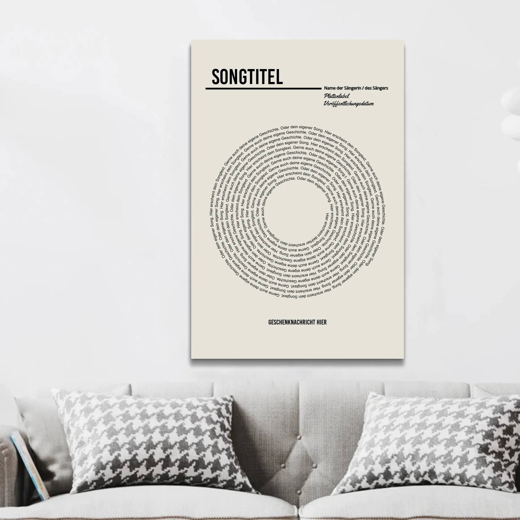 Personalisierte Leinwand – Individueller Vinyl-Songtext-Print