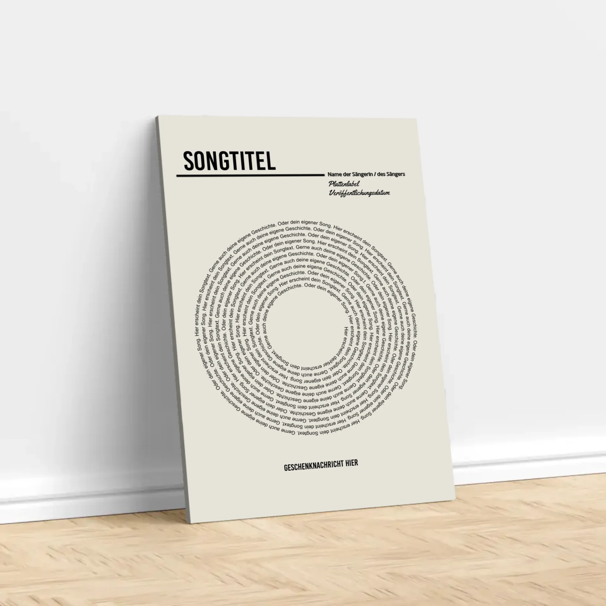 Personalisierte Leinwand – Individueller Vinyl-Songtext-Print